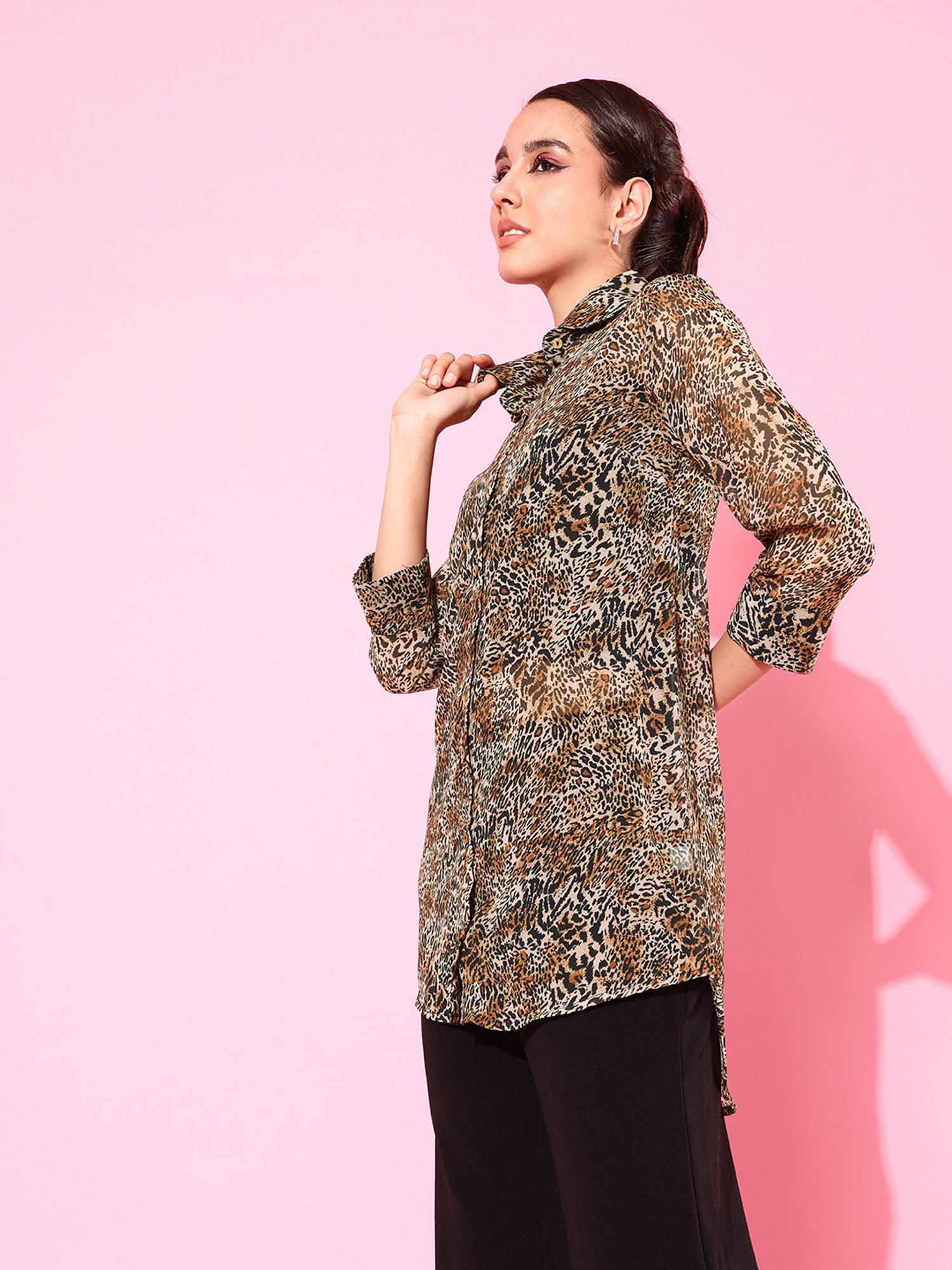 Anvi Be Yourself Brown Animal Print Shirt