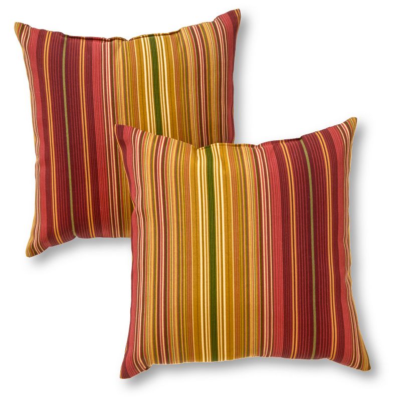 Set of 2 Kinnabari Stripe Outdoor Square Throw Pillows - Kensington Garden