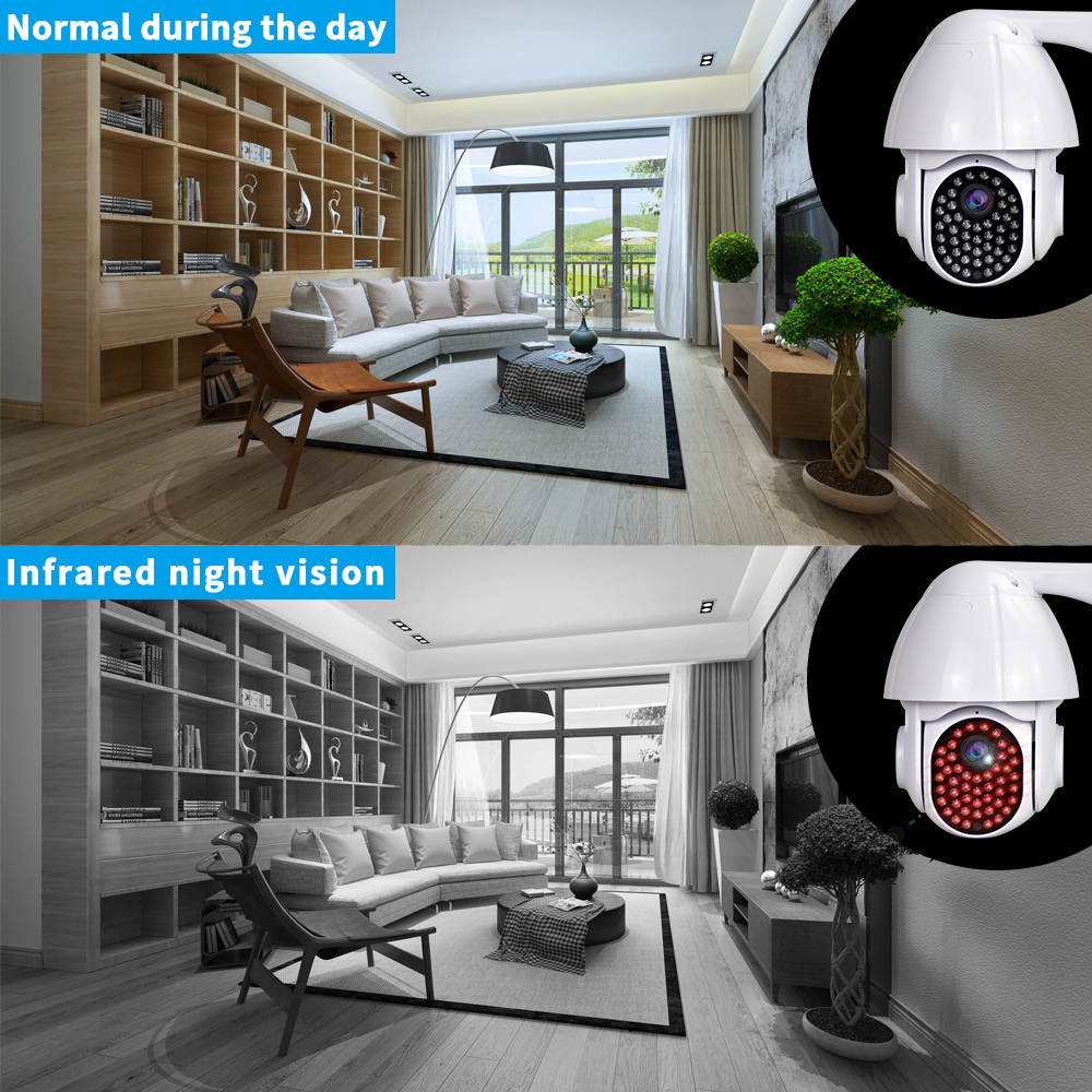 Wi-Fi PTZ Waterproof Camera-Outdoor IR Night Vision Alarm Home Security Network Camera