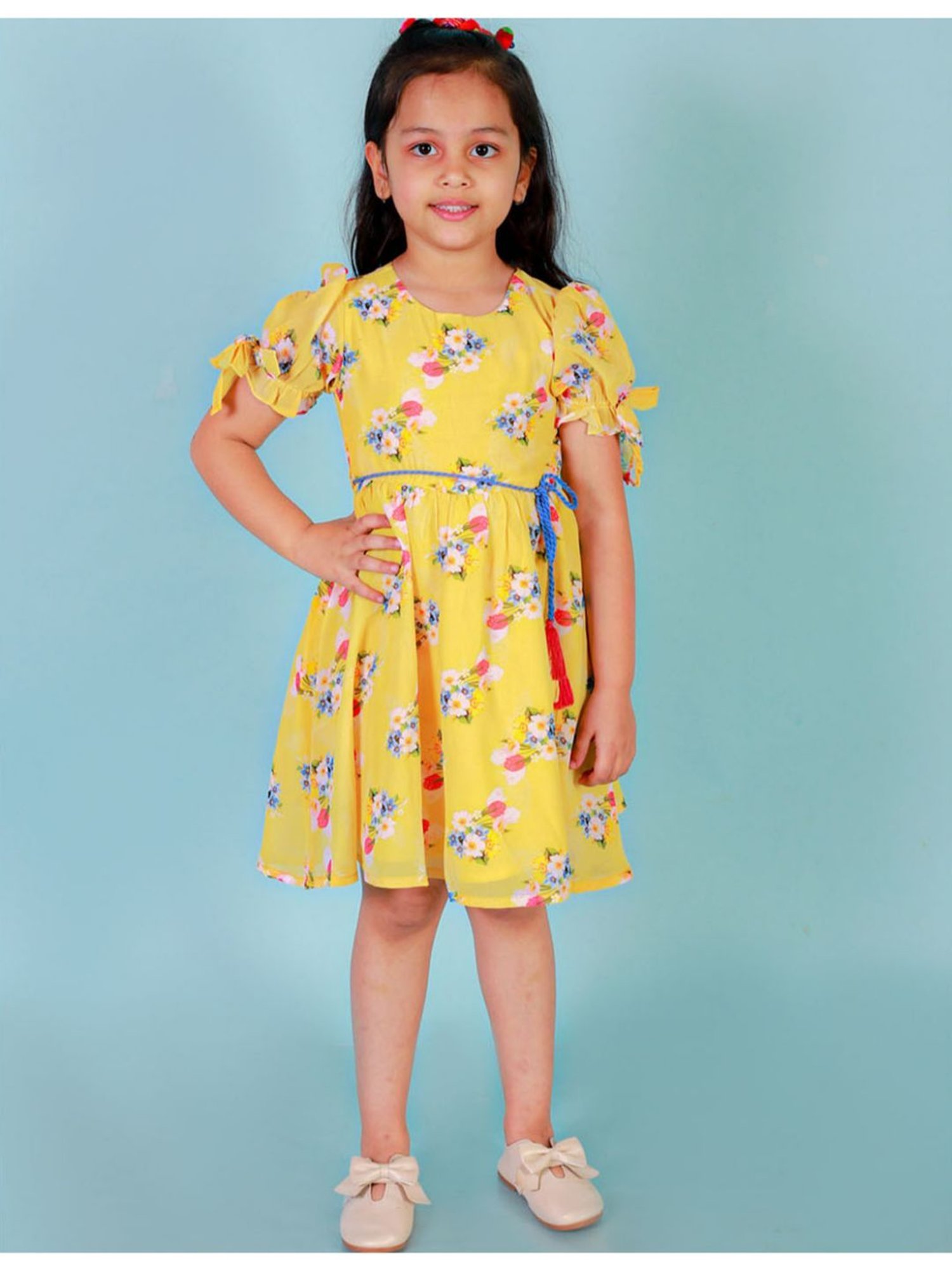 Budding Bees Kids Multicolor Floral Print Dress