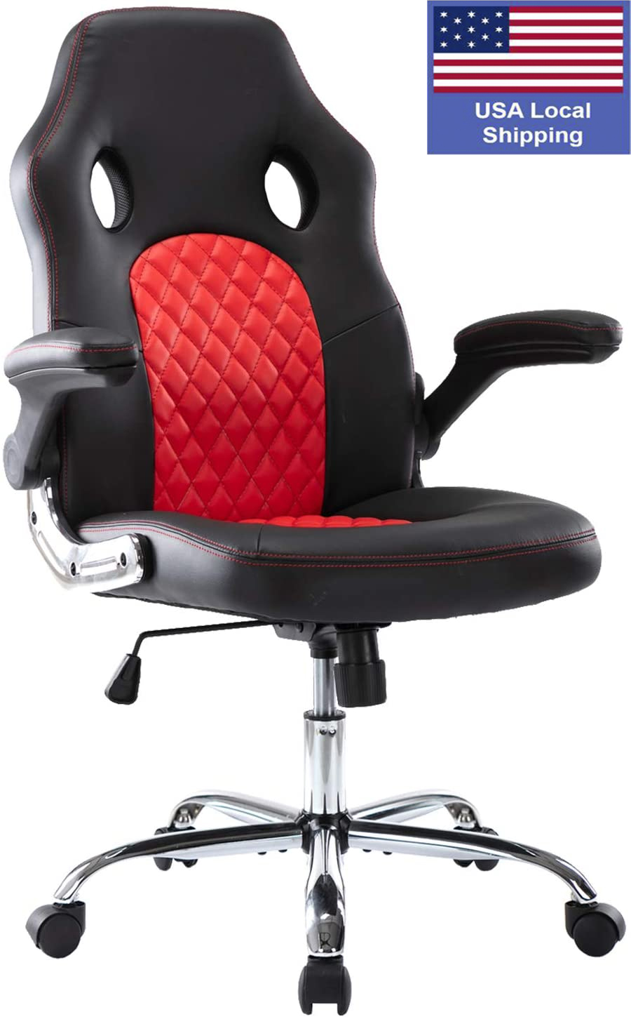 SMUGDESK Office Chair, Gaming Chair Leather, Computer Desk Chair Task Swivel Executive Chairs High Back with Padded Seat Armrests and Rolling Casters (Black)
