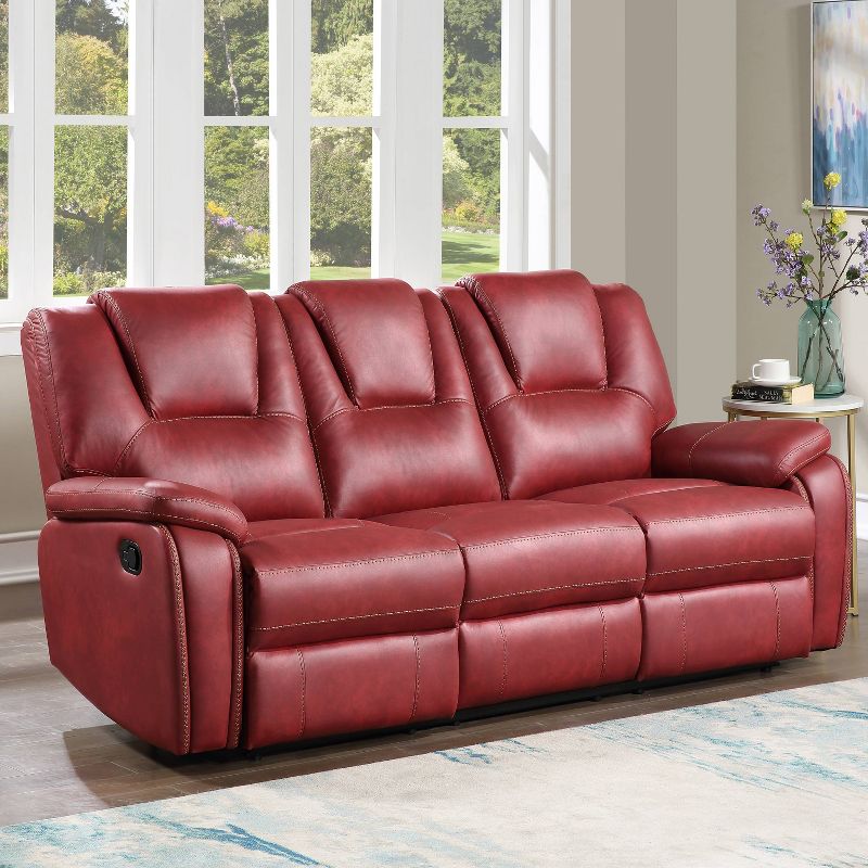 Katrine Manual Reclining Sofa Red - Steve Silver Co.