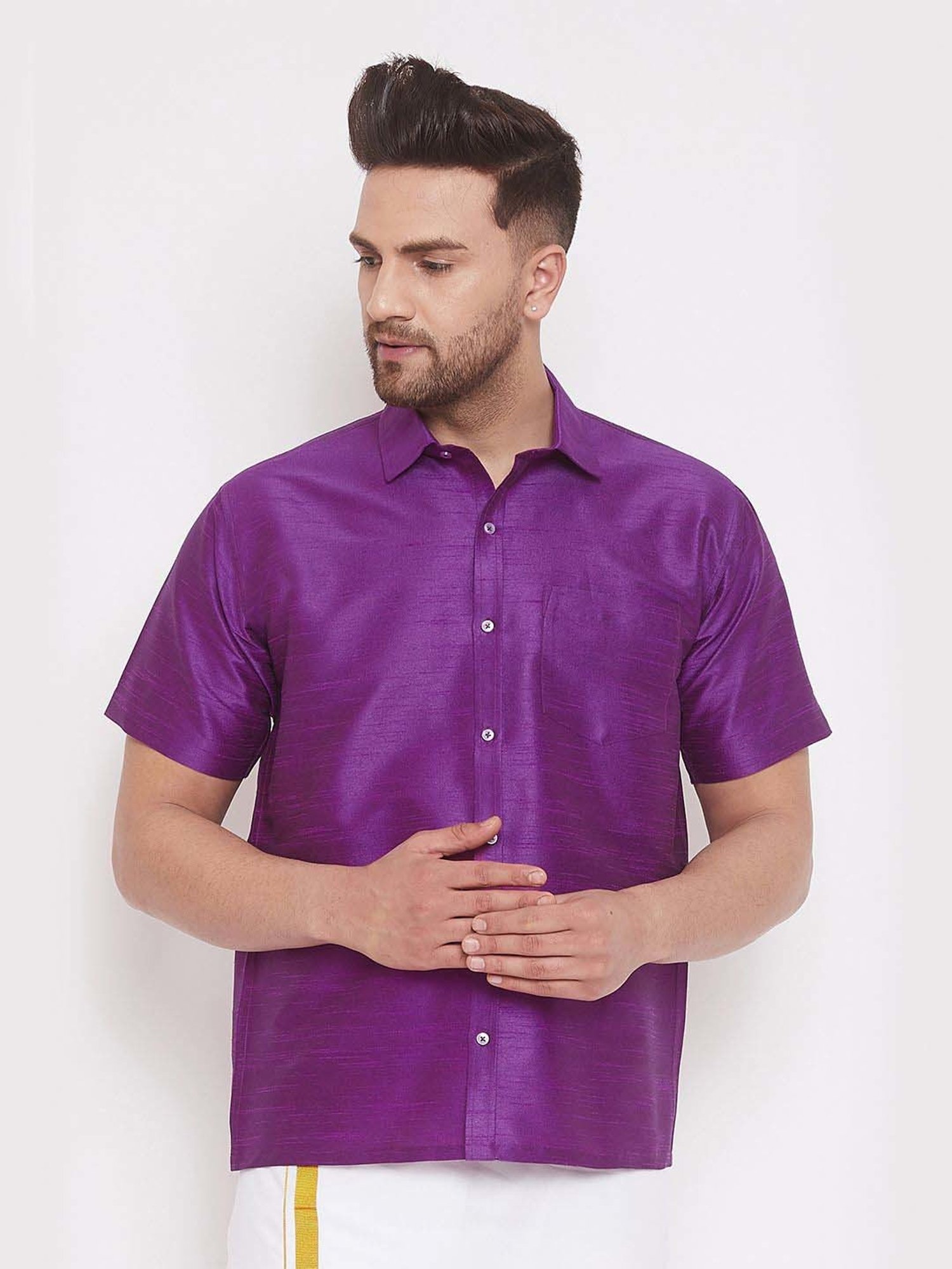 Vastramay Purple Regular Fit Ethnic Shirt