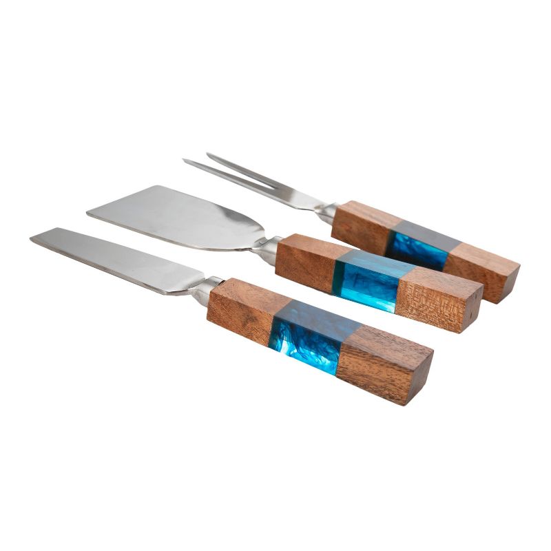 3pk Stainless Steel Cheese Knife Set with Resin Handle Blue - Thirstystone