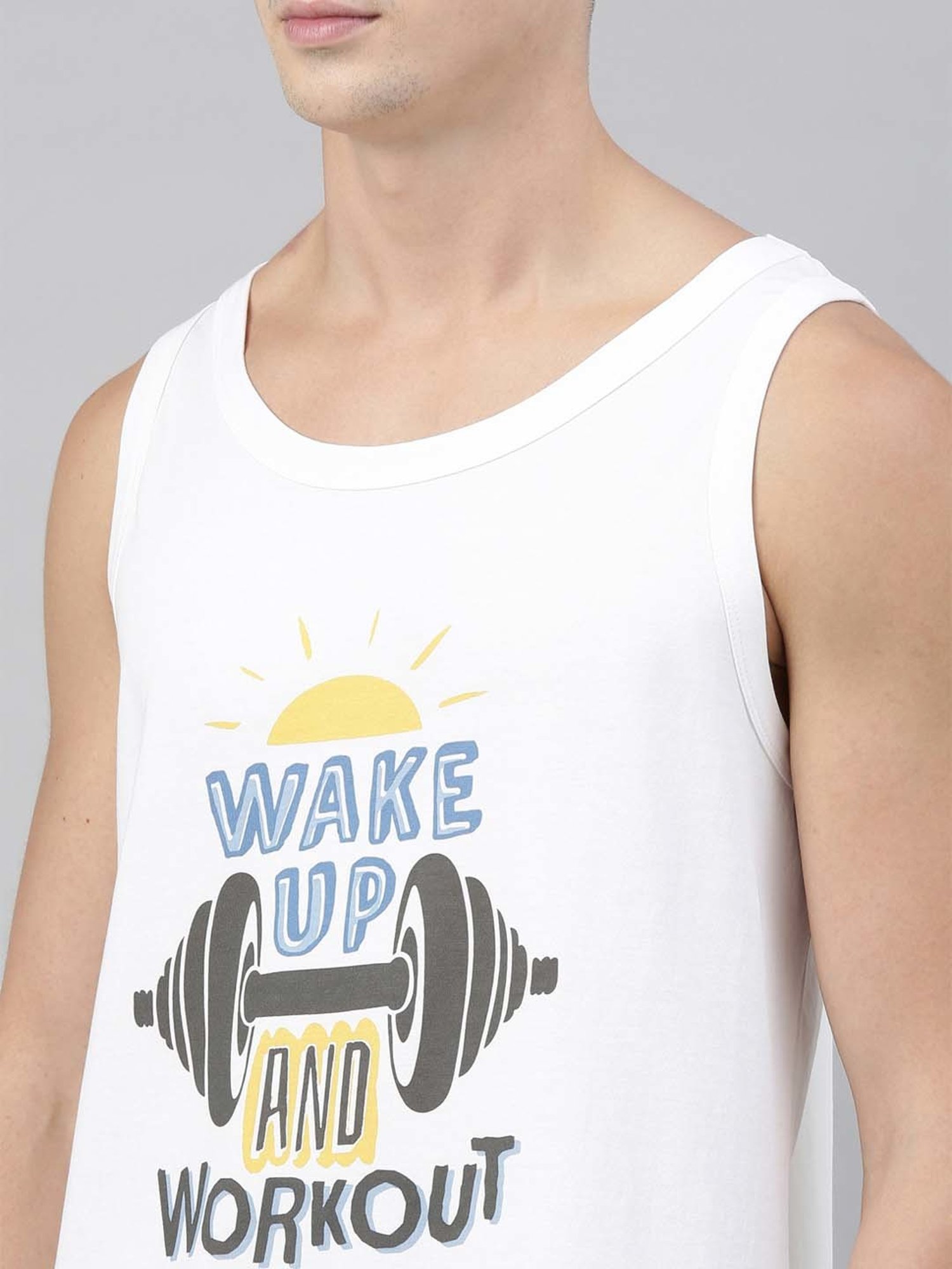 Bushirt White Printed Cotton Vest