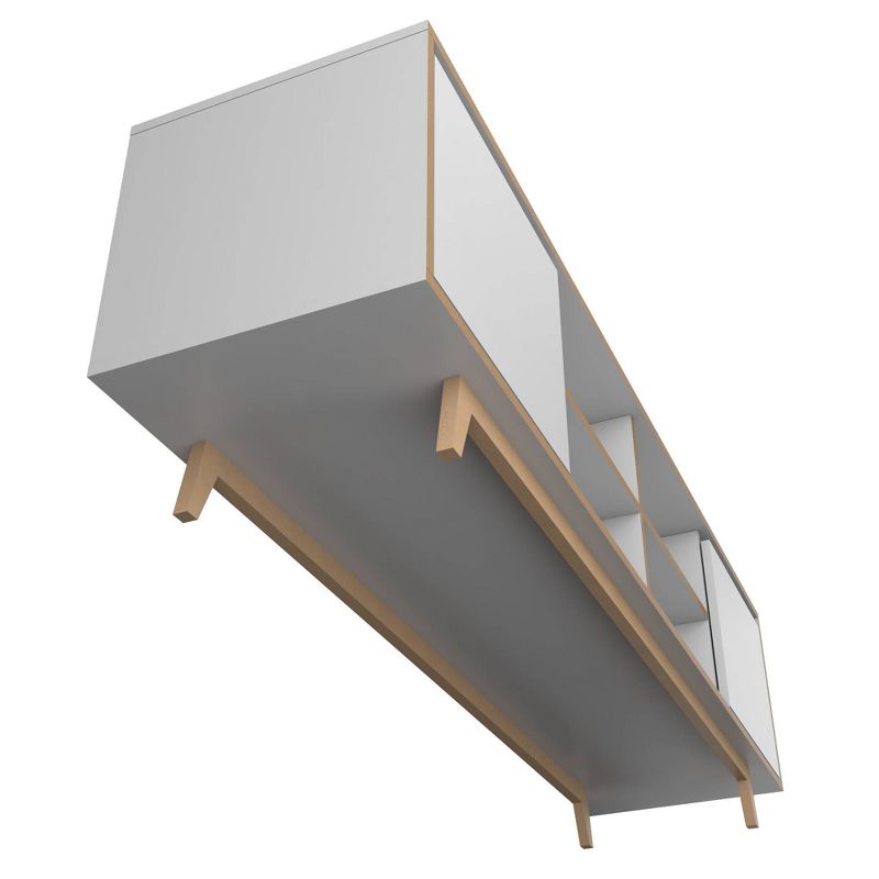 Jones TV Stand for TVs up to 60" White/Pine Wood - Manhattan Comfort