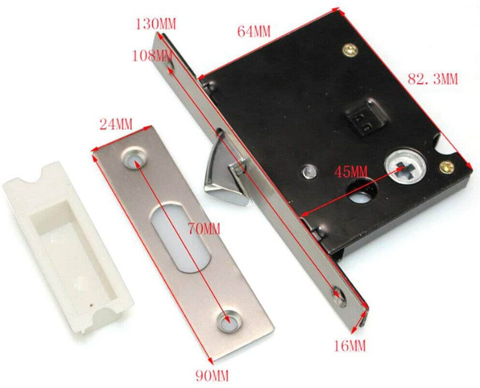 TFCFL Generic Recessed Sliding Pocket Privacy Lock Door Latch Brushed Nickel Pull Handles Lock