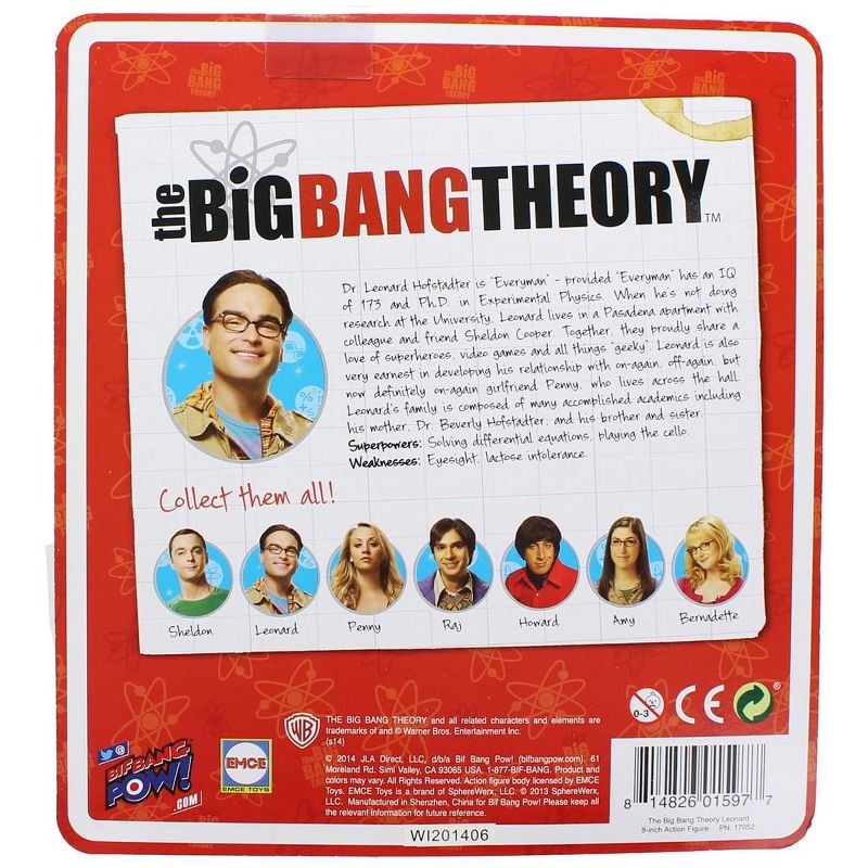 Bif Bang Pow Big Bang Theory Leonard Hofstadter Retro Clothed 8" Action Figure
