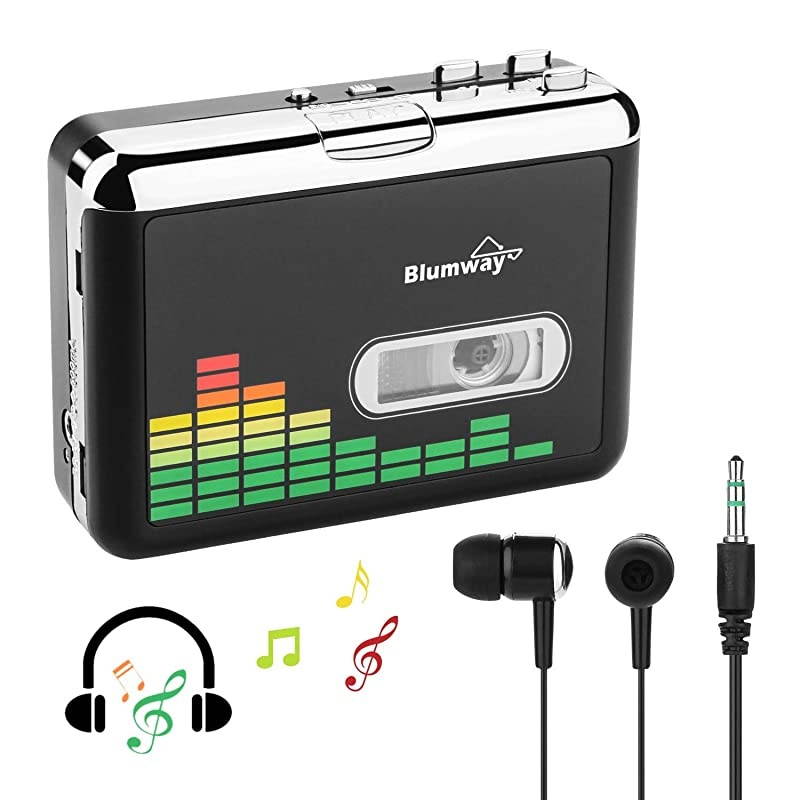 Cassette to MP3 Converter  Portable Cassette Recorder Player Audio Music Cassette Tape to Digital Converter Player with Earphone No Need Computer