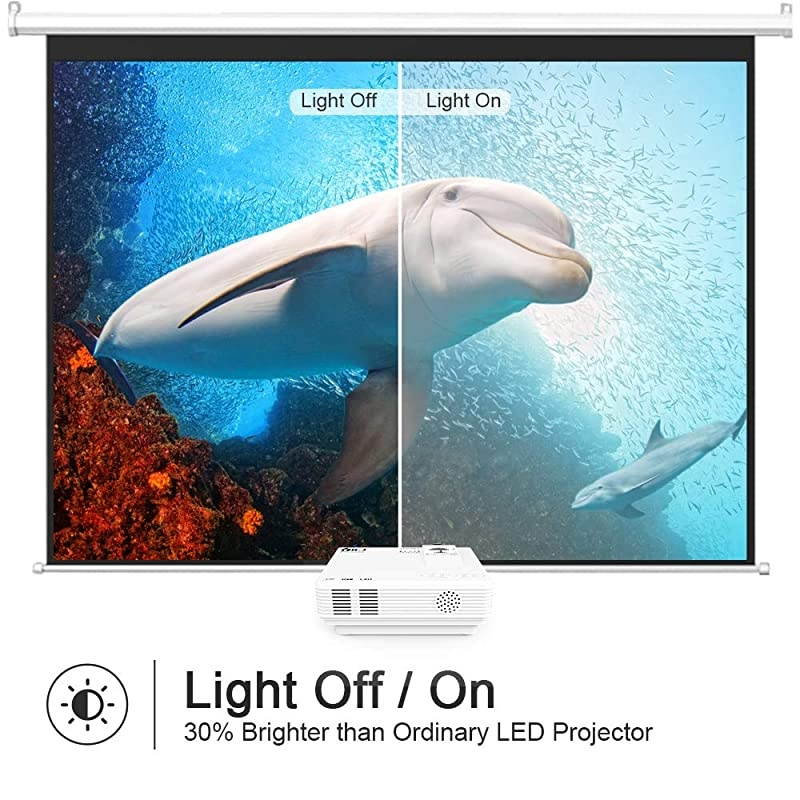 HI04 Mini Projector Outdoor Movie Projector with 100Inch Projector Screen 1080P Supported Compatible with TV Stick Video Games HDMIUSBTFVGAAUXAV Latest Upgrade