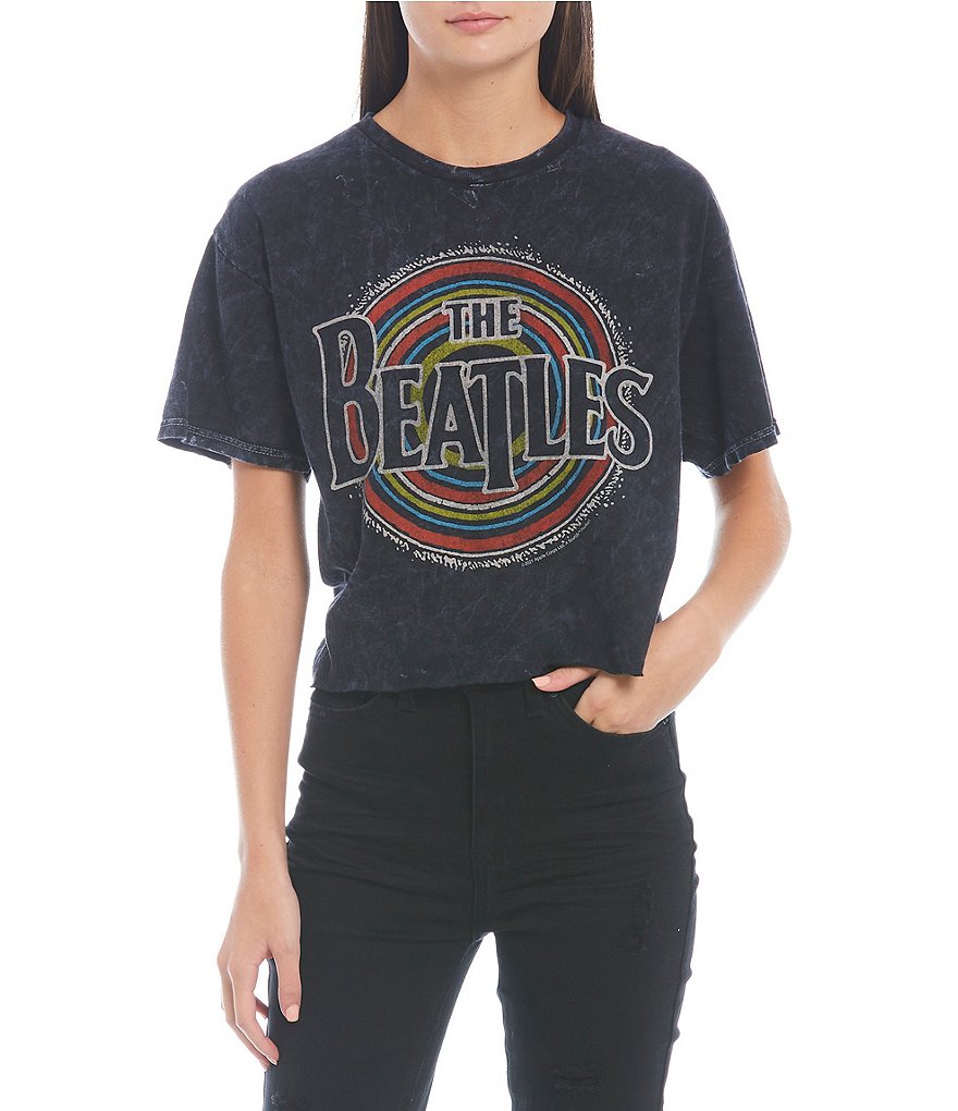 Junk Food The Beatles Mineral Wash Cropped Graphic Tee