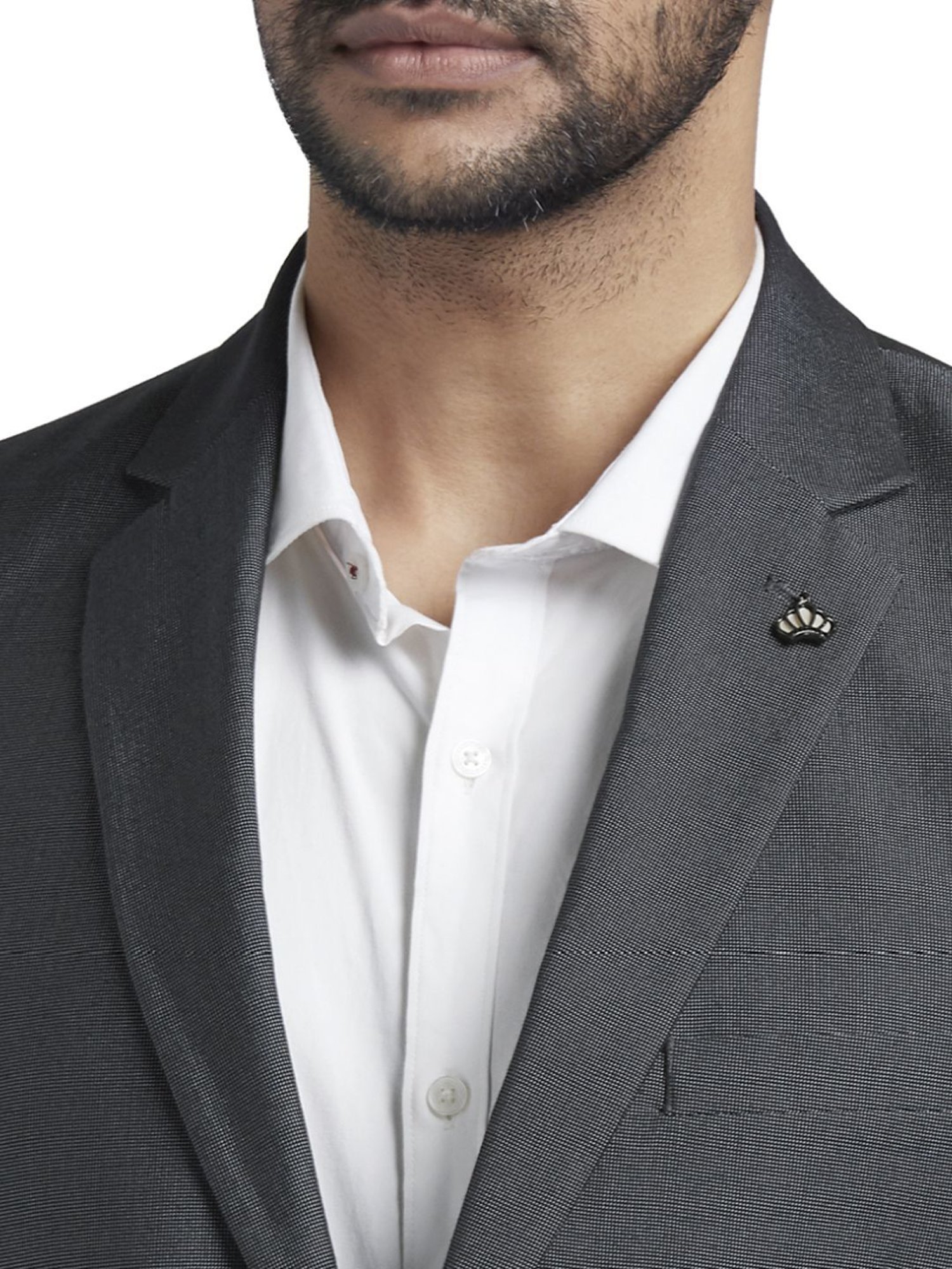 Parx Grey Regular Fit Two Piece Suit