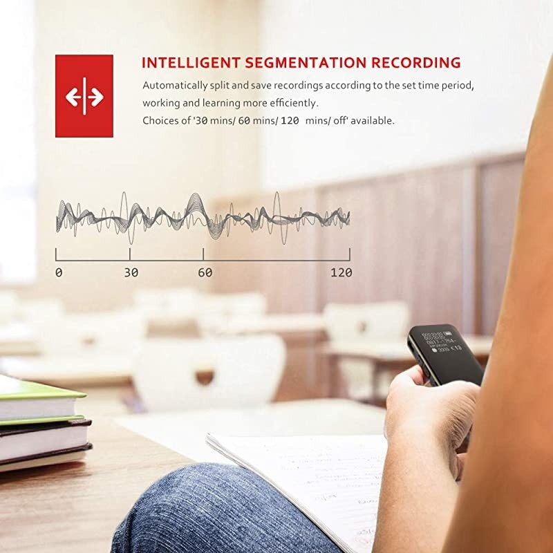 Digital Voice Recorder 8GB Mini Dictaphone with Voice Activated Recorder for Lectures Meetings Interviews MP3 Music Recording Playback, Built-in Microphone, Rechargeable Batteries (X5-A)