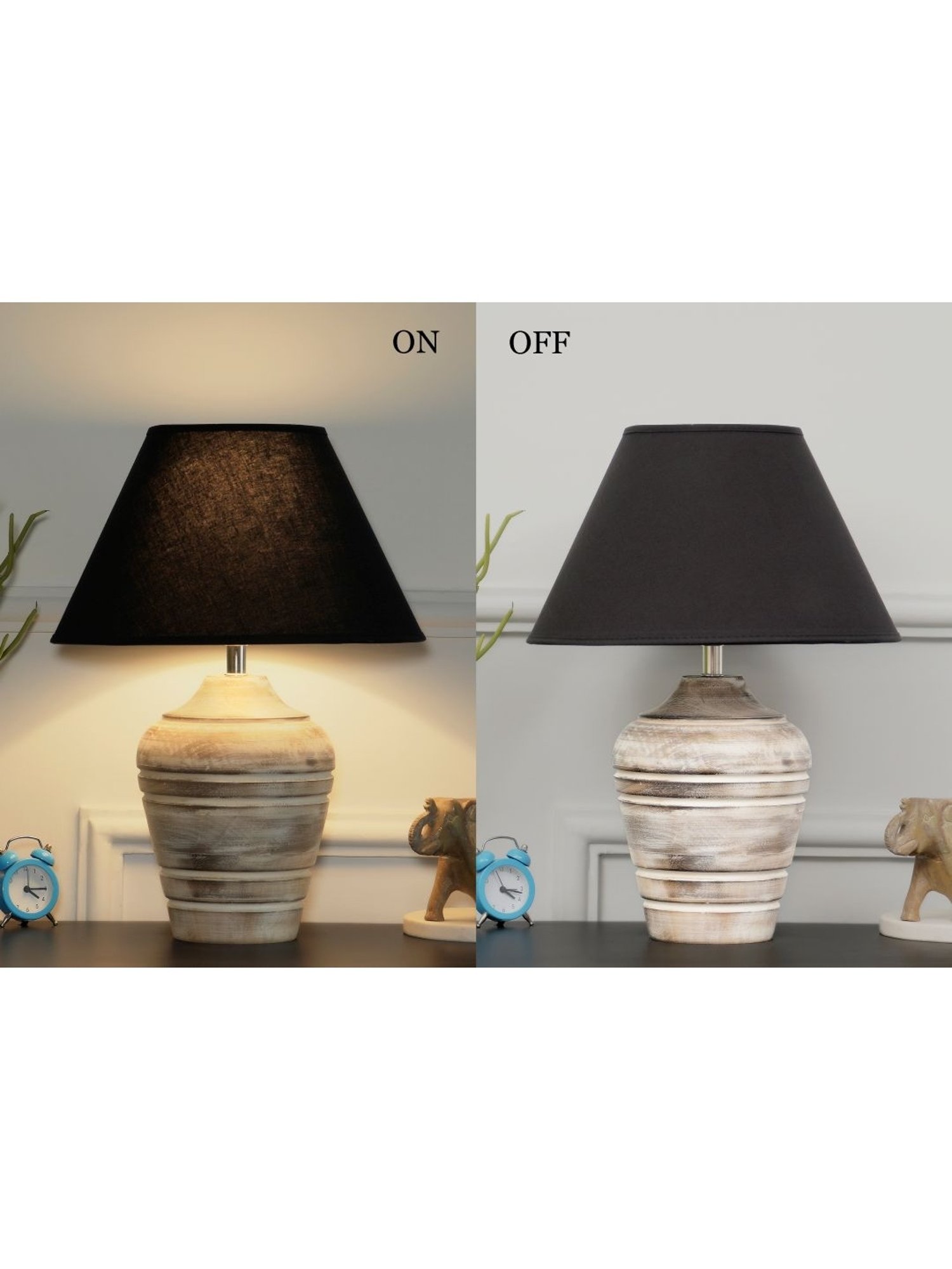 Kapoor Lamp Shades Distress White & Black Wood Prova Table Lamp