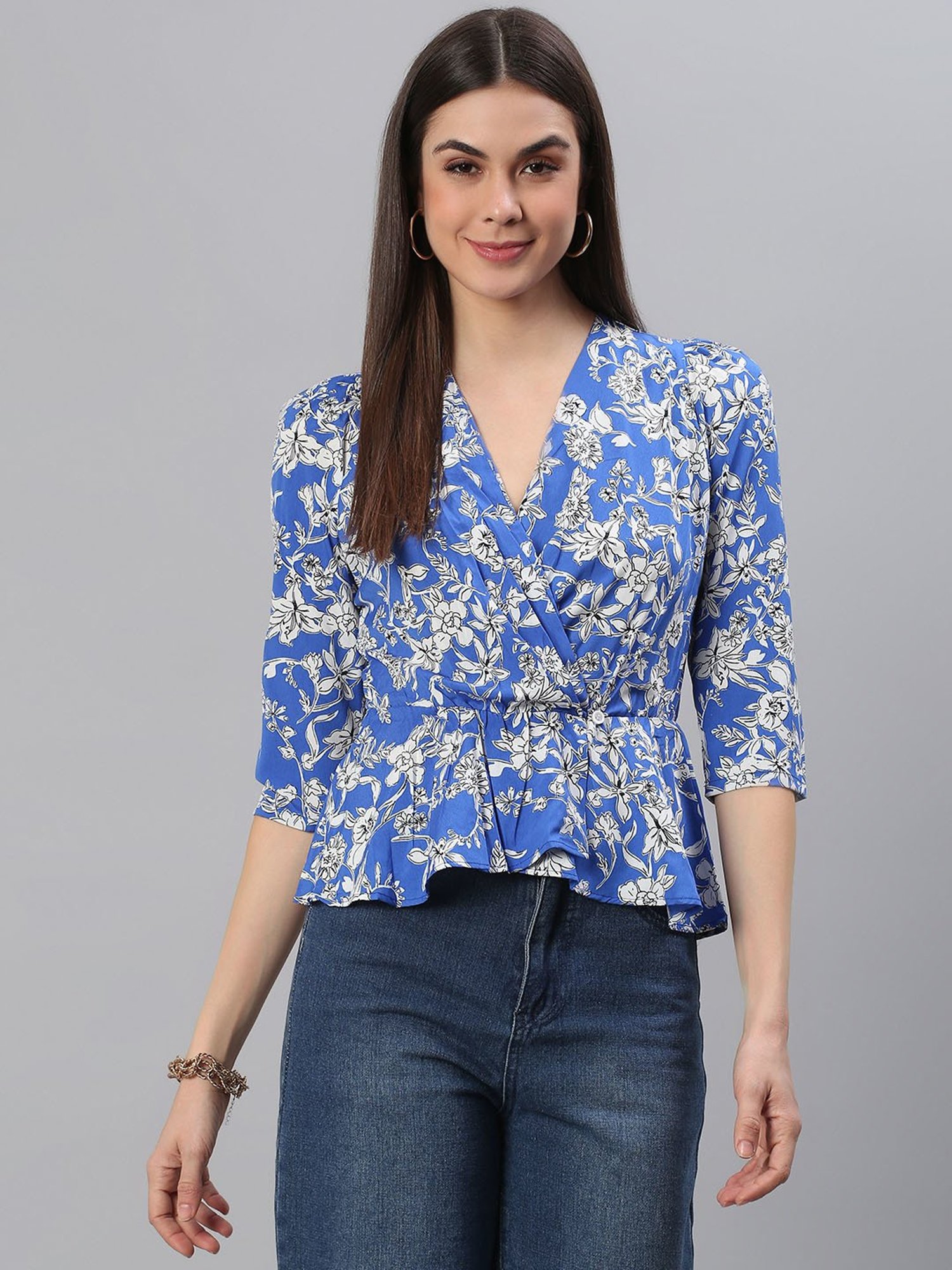 Cation Blue Printed Top