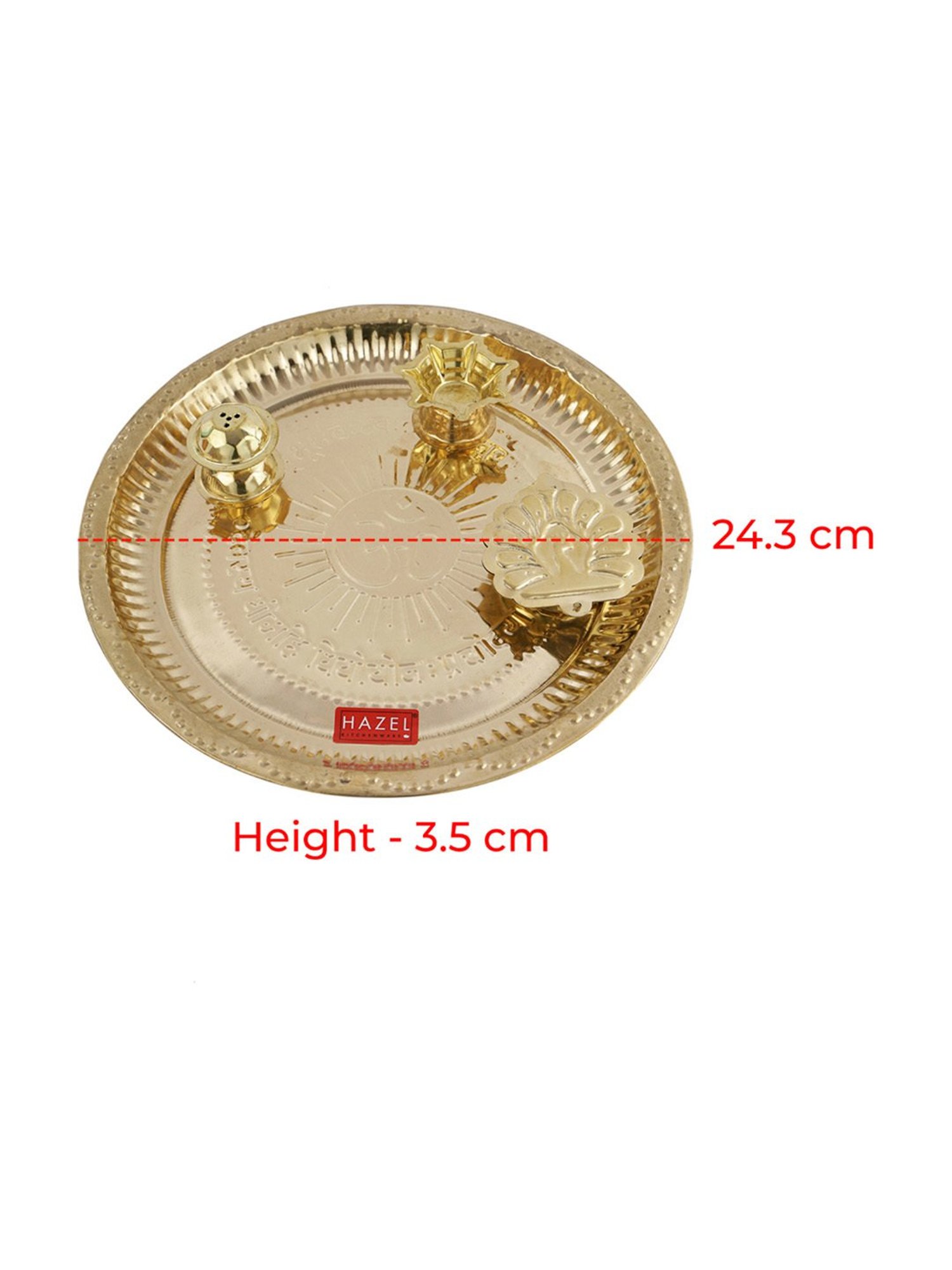 HAZEL Gold Brass Aarti Thali