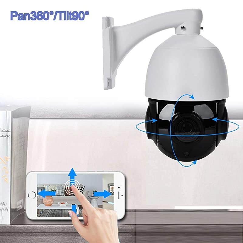 2.4G 4.5inch WiFi Wireless PTZ Security Camera 1080P HD Pan Tilt 20X Optical Zoom Surveillance Camera Audio 200ft Night Vision IP66 SD Card Recording Motion Detection & E-Mail/Push