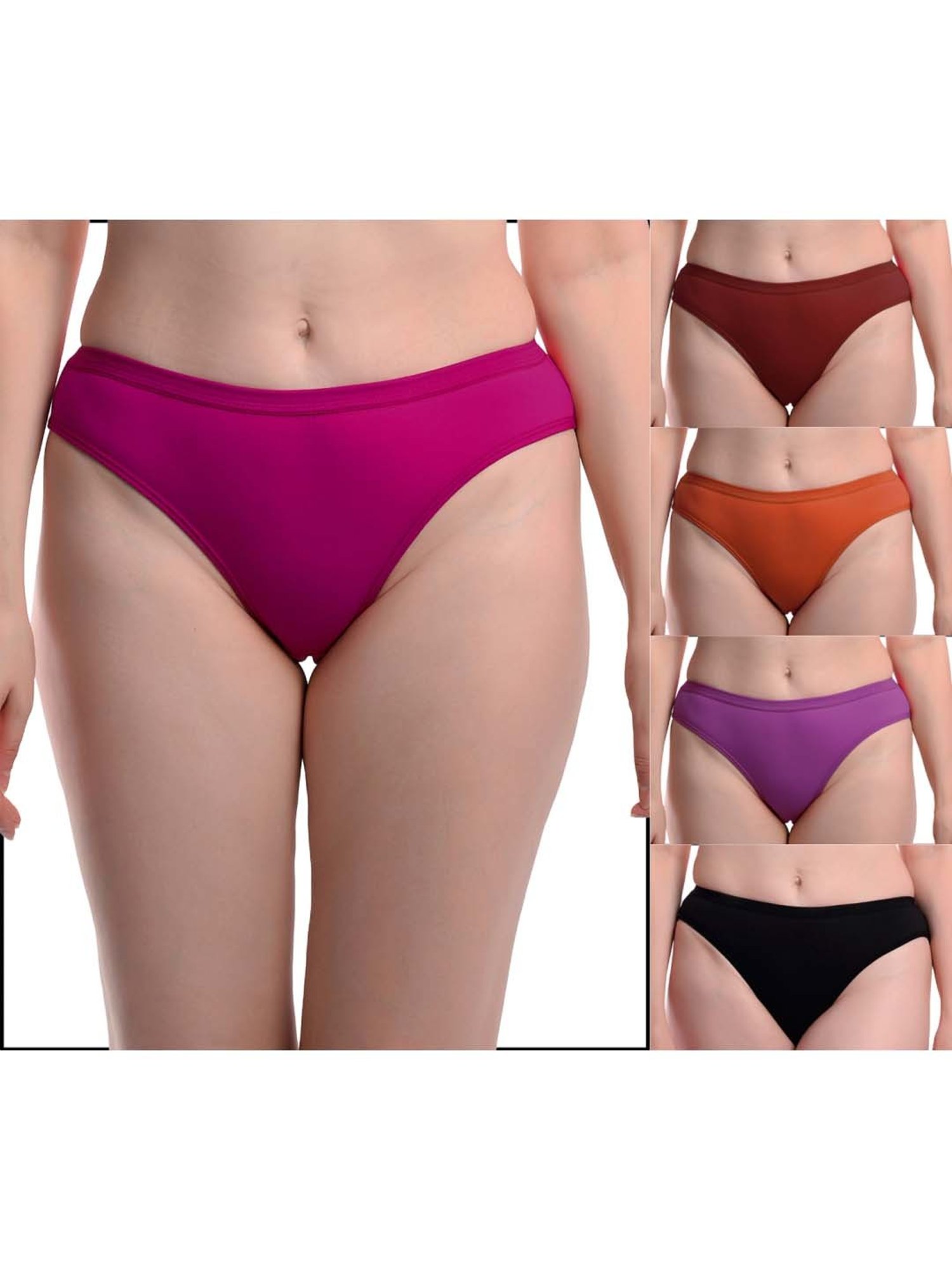 AROUSY Purple & Maroon Cotton Bikini Panties - Pack Of 5