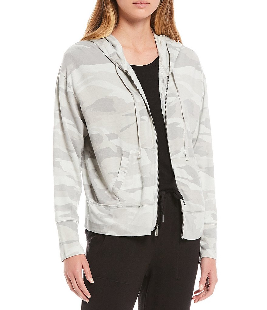 Splendid Knit Zip Up Drawstring Hoodie