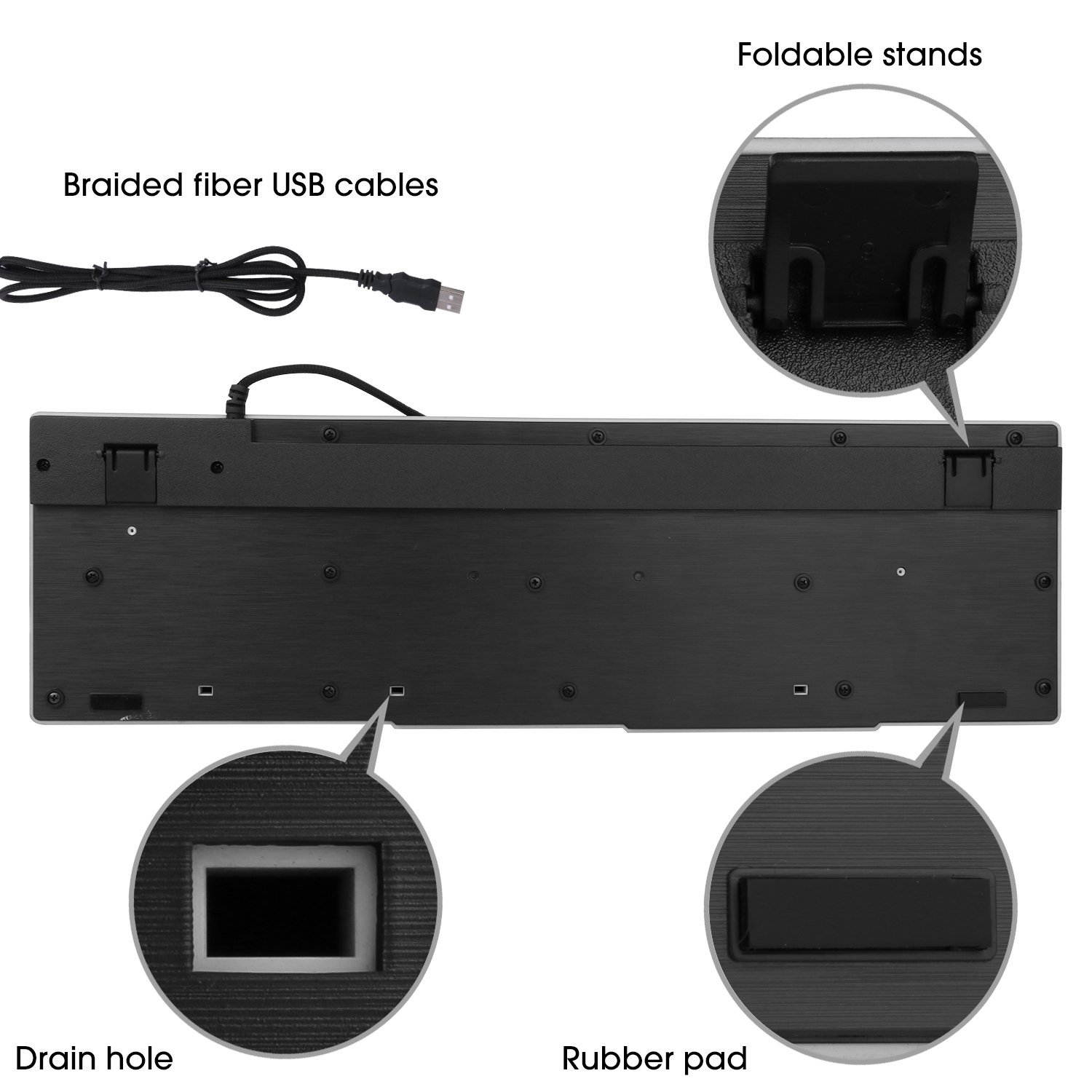 Keyboards, 104-key Led Gaming Keyboard, Three Colors Backlit LED Keyboard for Gaming, Office, 19 Non-Conflict Keys ,waterproof and splashproof, Removable Keycaps, Strengthened Space Key,