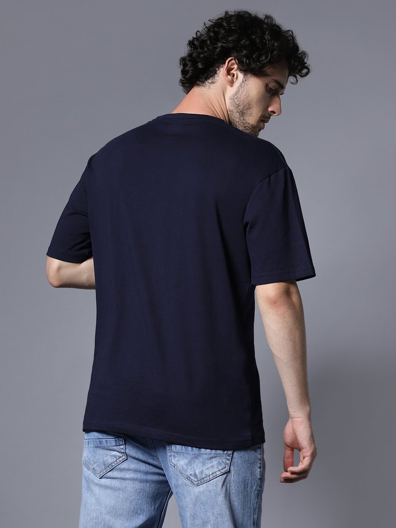 High Star Navy Relaxed Fit Graphic Print T-Shirt