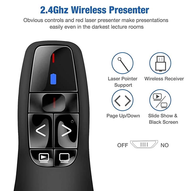 Wireless Presenter Remote 24GHz Wireless USB Presenter PowerPoint Remote PPT Clicker for Presentation