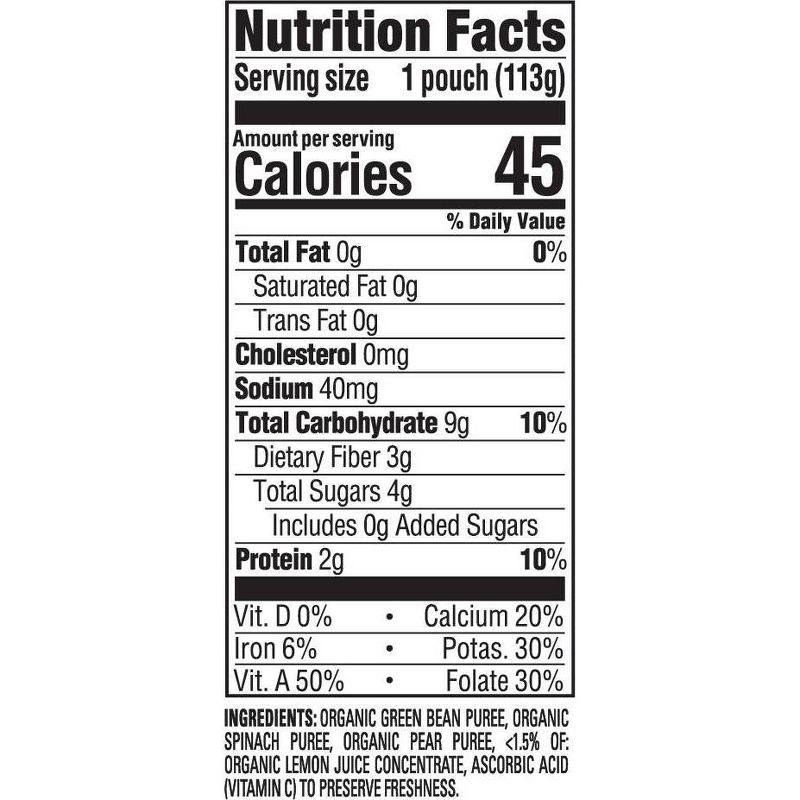 HappyBaby Clearly Crafted Green Beans Pears & Spinach Baby Food Pouch - 4oz