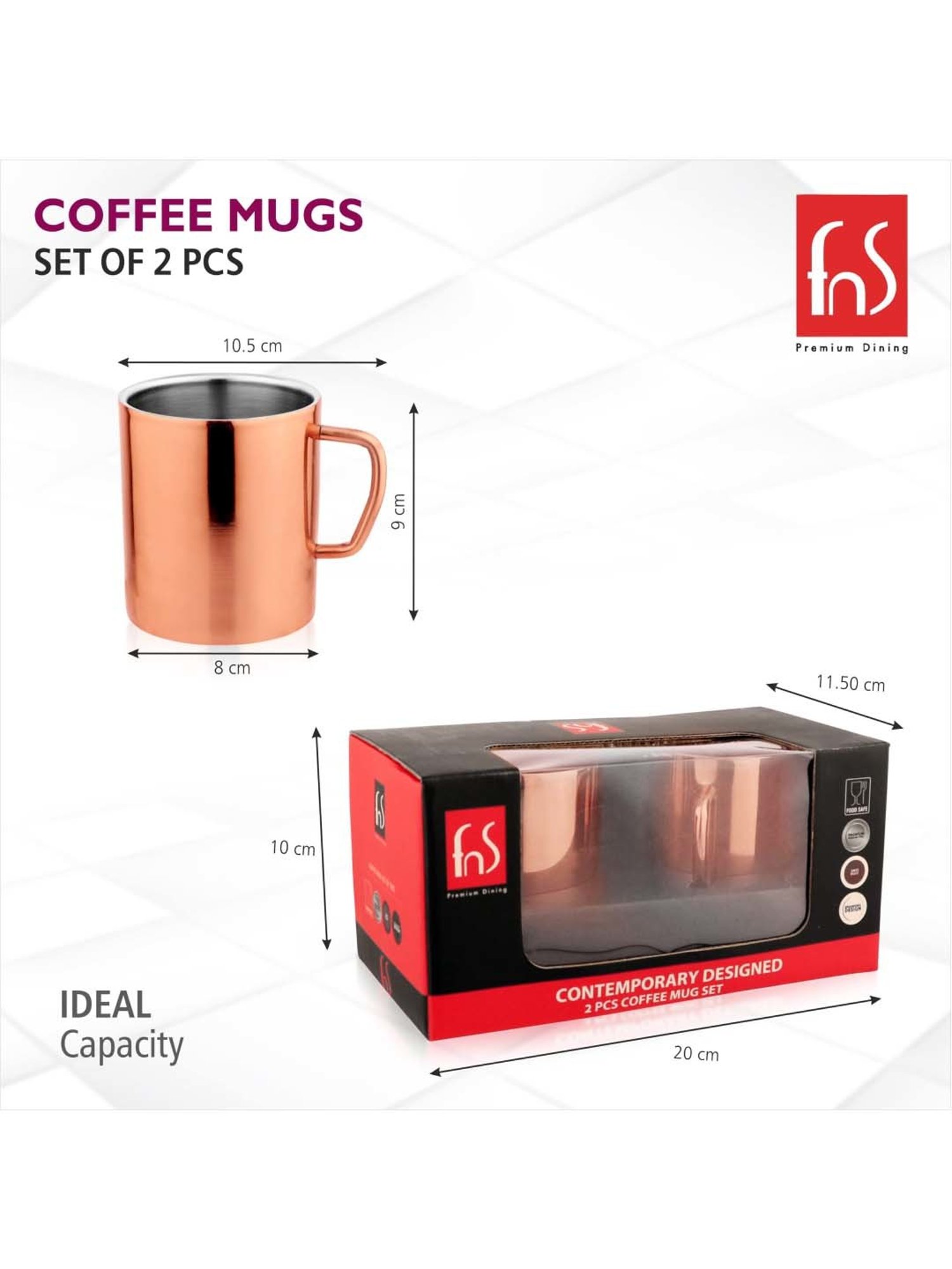 Femora Black Ceramic Coffee Mugs (0.36 L) - Set of 4