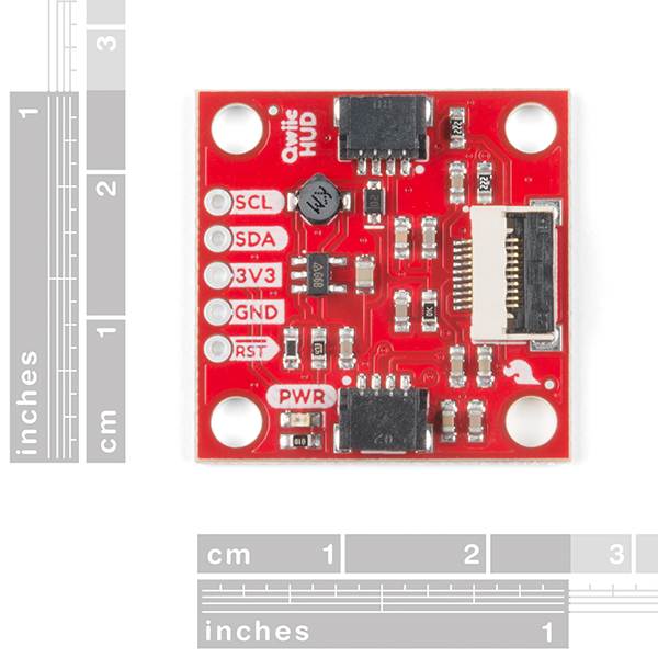 SparkFun Transparent OLED HUD Breakout Brilliant LCD Visible in Daylight Qwiic I2C protocol No Soldering Required or Breadboard-able Area-colored segmented display 3.3 Volt at 500mA Animate Icons