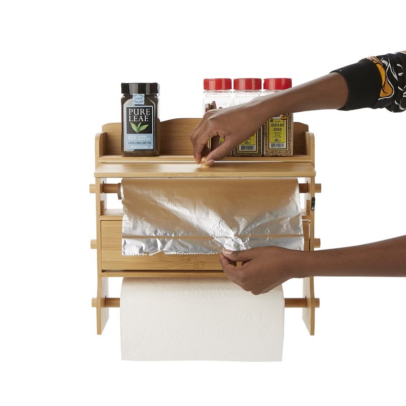 Mind Reader Bamboo Wall Mount Paper Towel Holder, Brown