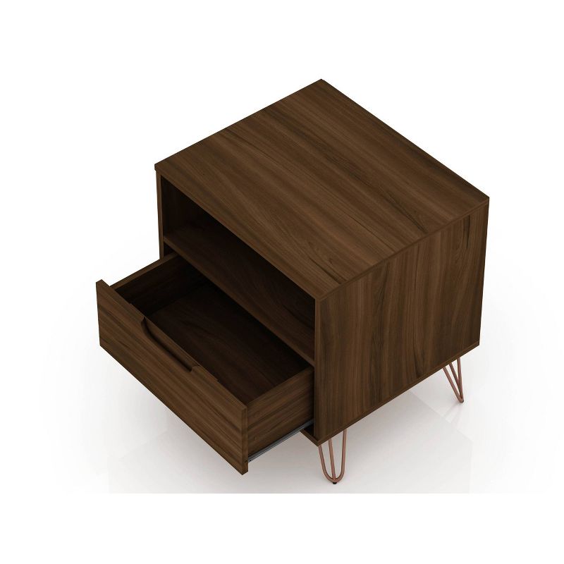 1.0 Rockefeller Nightstand Brown - Manhattan Comfort