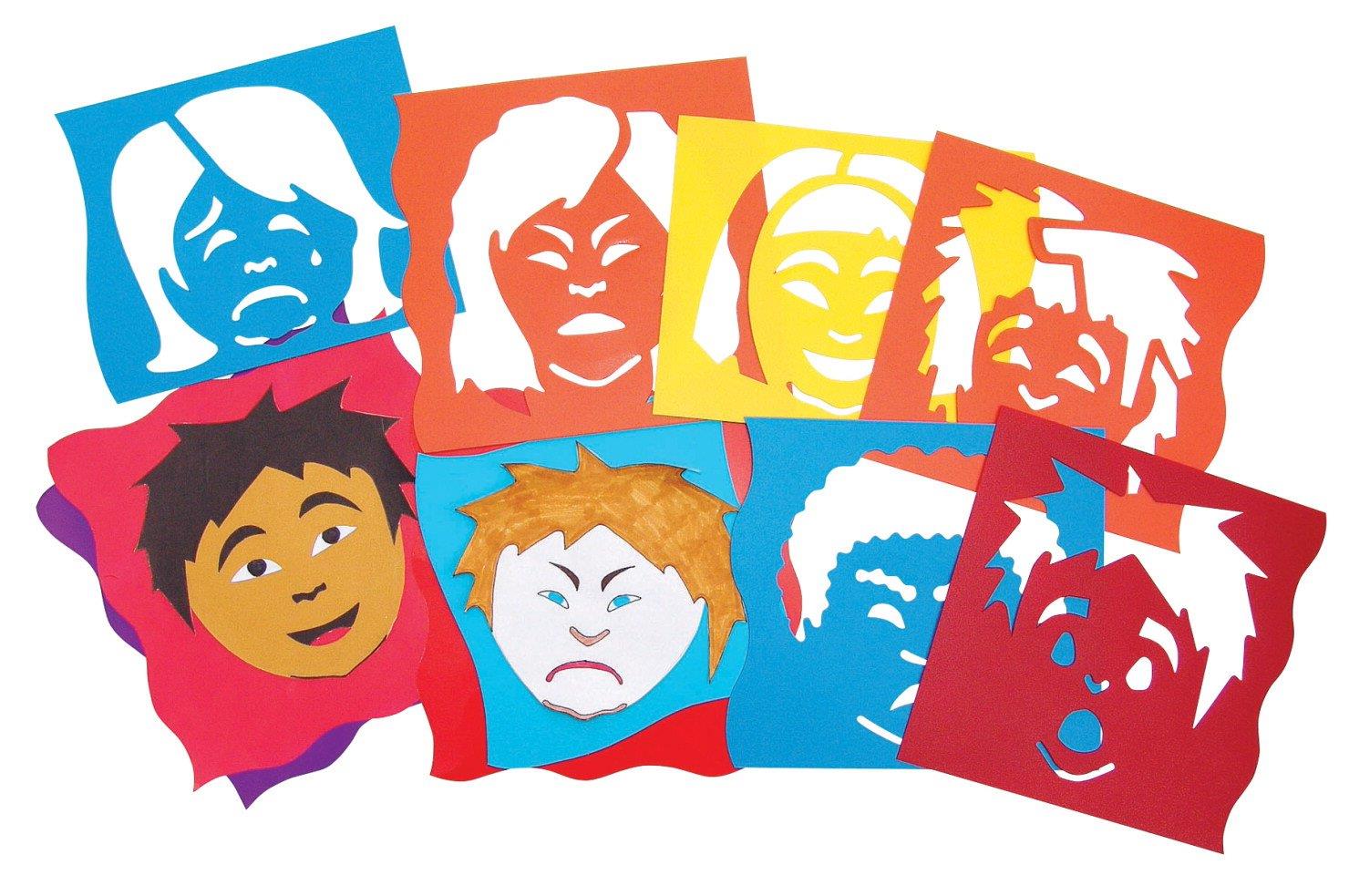 Roylco Mix/Match Emotion Stencils 8"x8" 6 Pcs Ast R5859