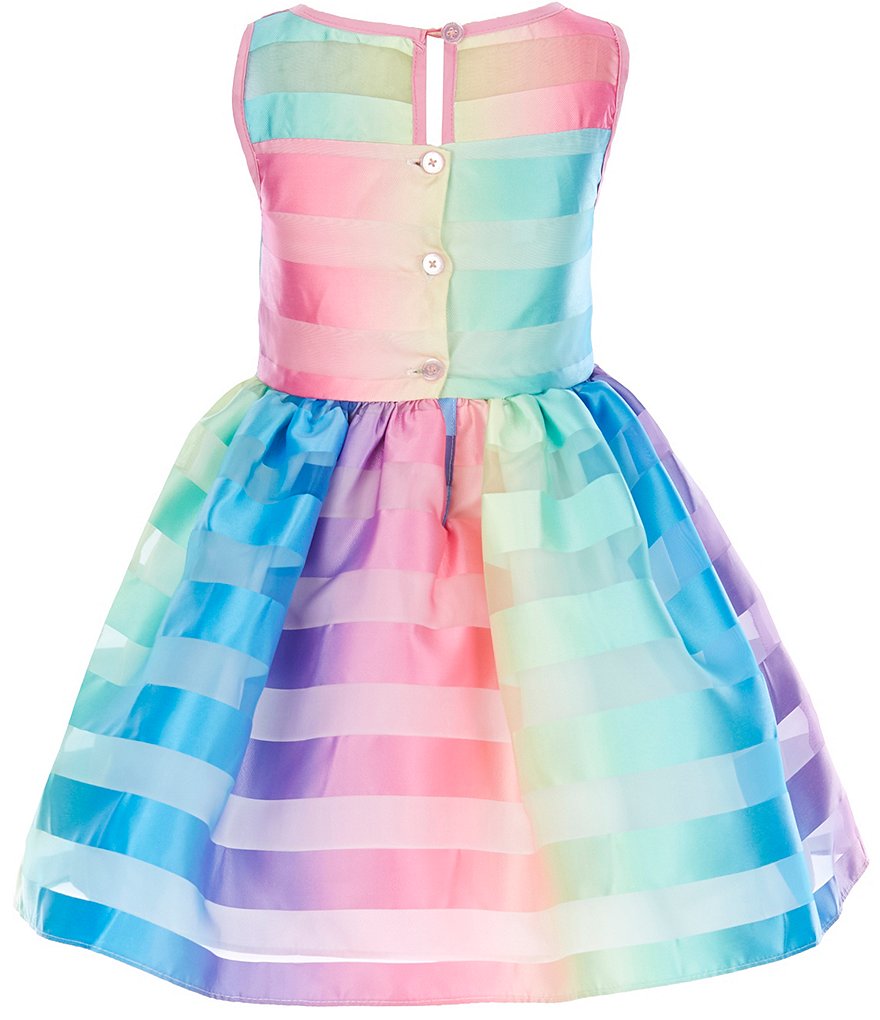 Pippa & Julie Little Girls 2T-6X Floral/Clip-Dot Tiered Fit-And-Flare Dress