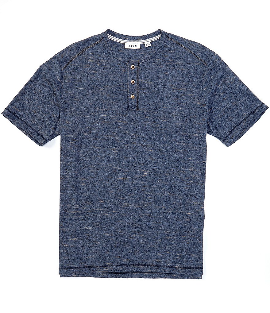 Rowm Short-Sleeve Striated Henley Shirt