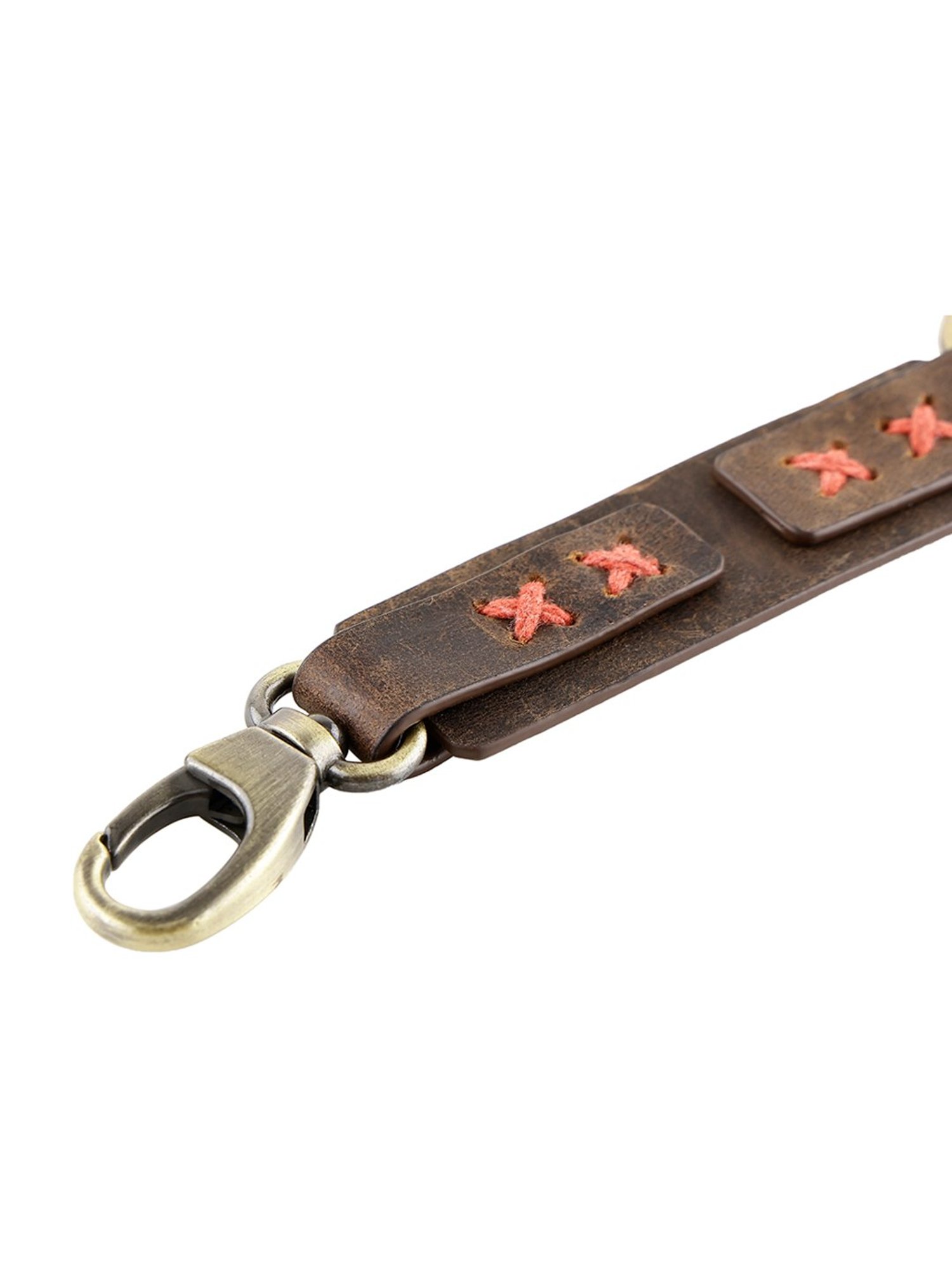 SASSORA Sliver Leather Keychain Key Ring Holders Anniversary Gift, Birthday Gift - Pack of 2