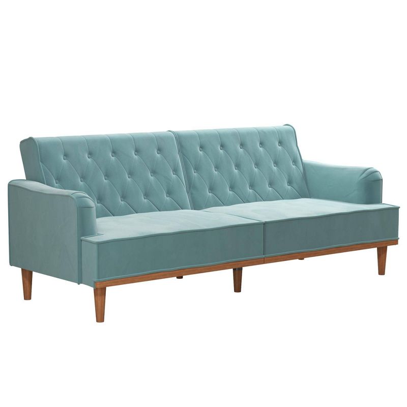Stella Vintage Convertible Sofa Bed Futon Teal Velvet - Mr. Kate