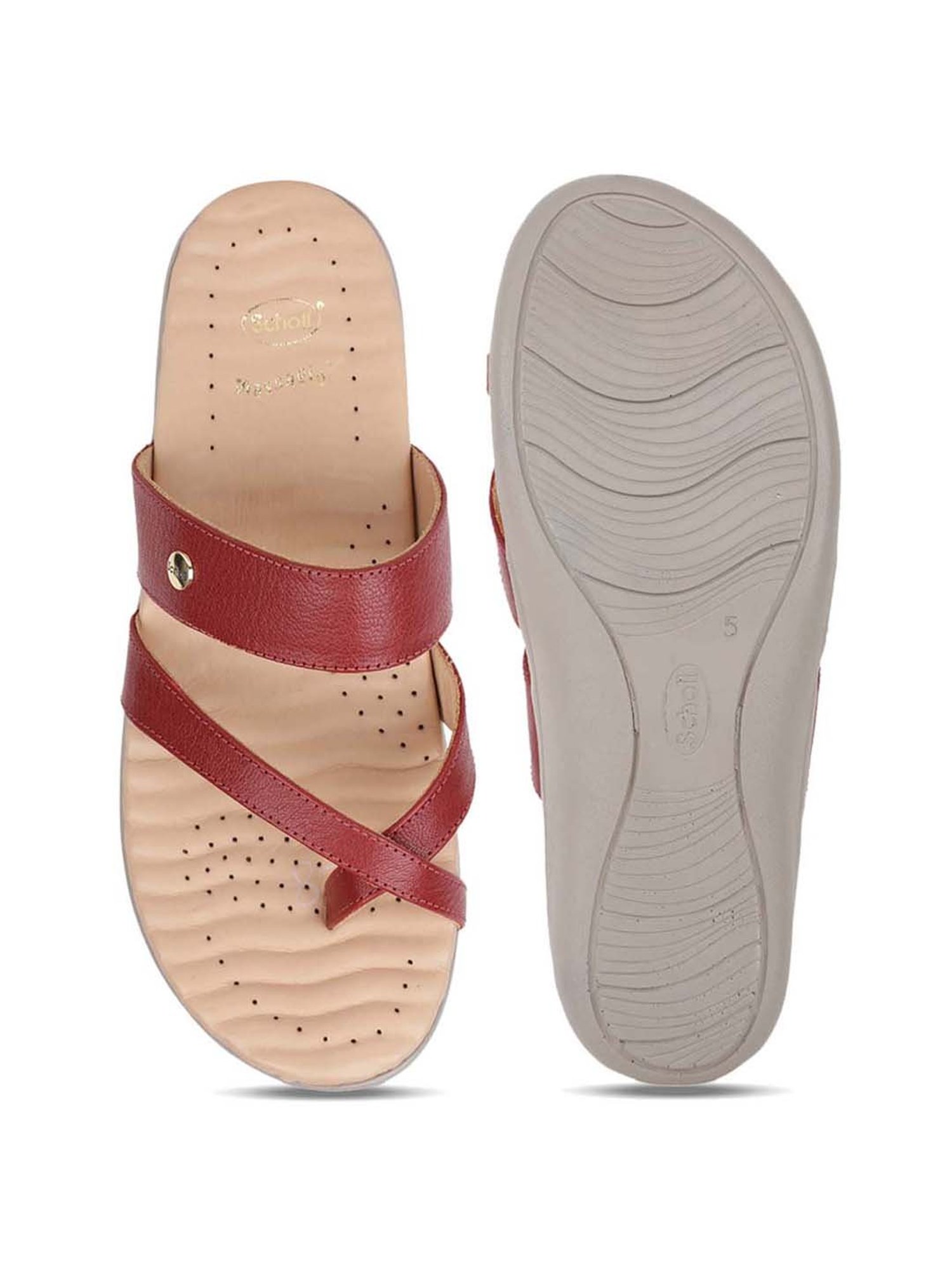 Scholl by Bata Women's Red Toe Ring Sandals