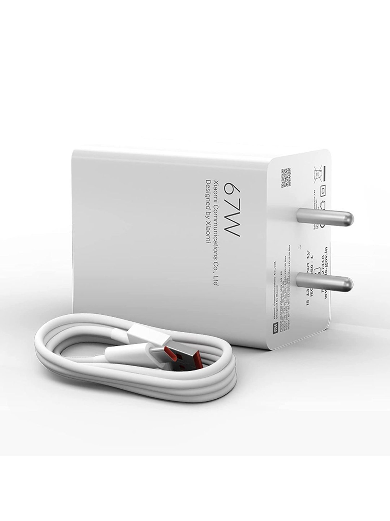 Mi 67W SonicCharge 3.0 Charger Combo, Superfast 6A Type C Cable (White)