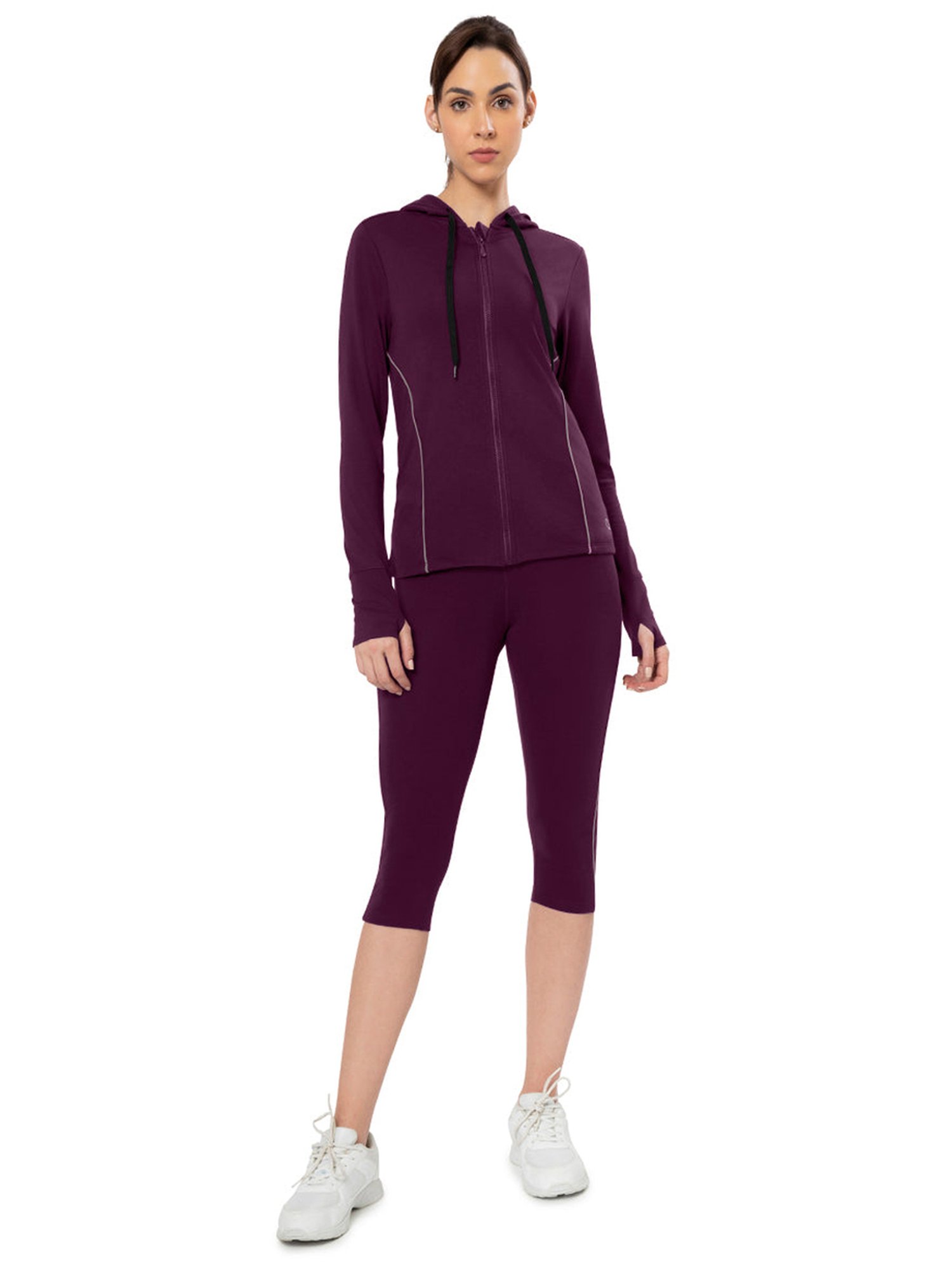 Amante Purple Hooded Sports Jacket