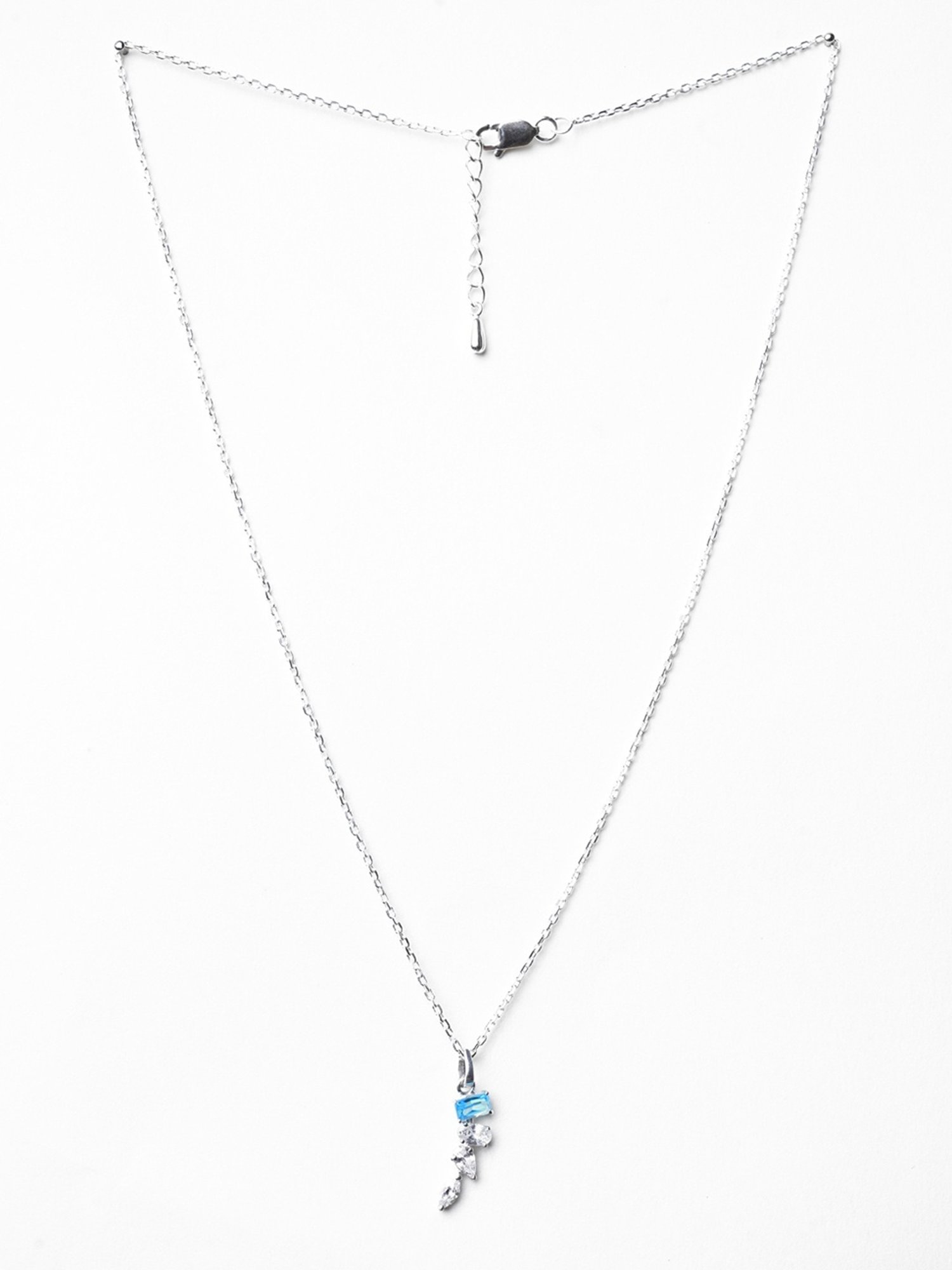 Clara 925 Silver Rhodium-Plated Swiss Zirconia Diamante Pendant with Chain Necklace