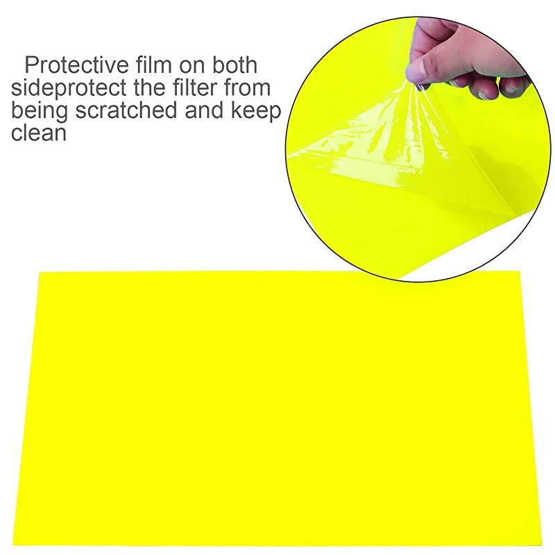 9 Pack Gel Filter Colored Overlays Correction Gel Light Filter Transparent Color Film Plastic Sheets, 11.7 by 8.3 Inches (Yellow)