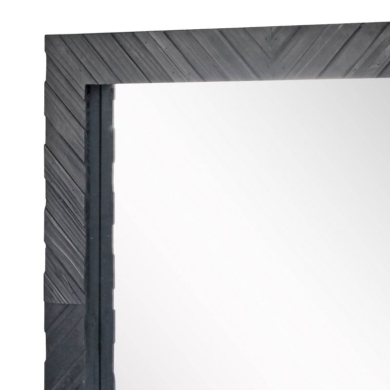 Wood Chevron Decorative Wall Mirror Black - Stonebriar Collection