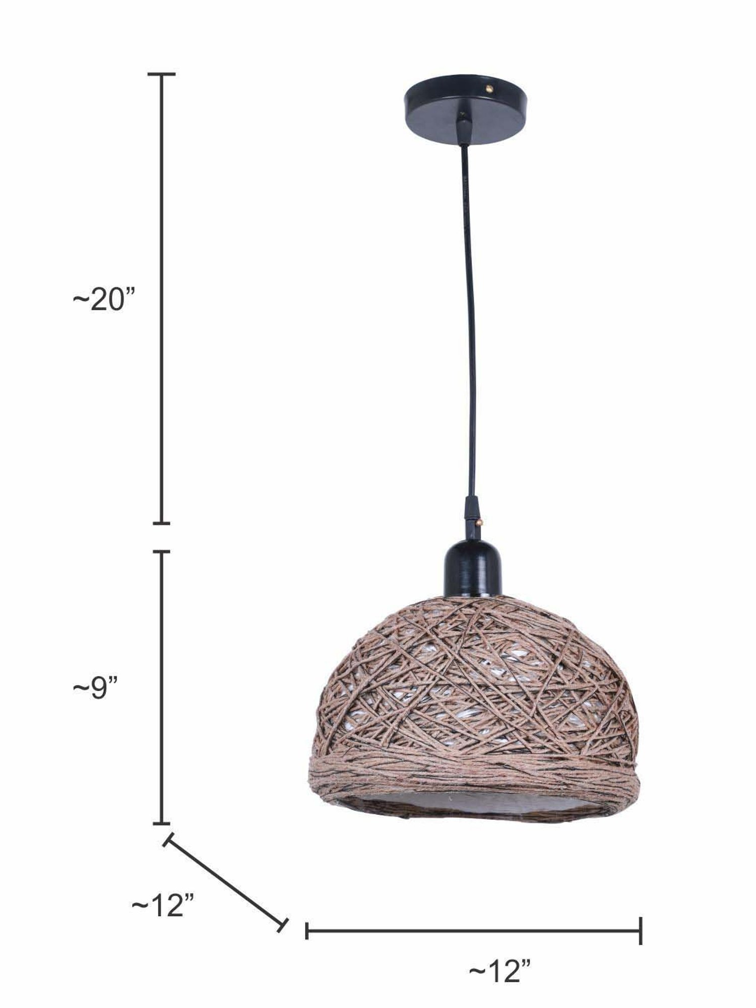 Fos Lighting Brown String Bowl Pendant Lamp - Set of 1
