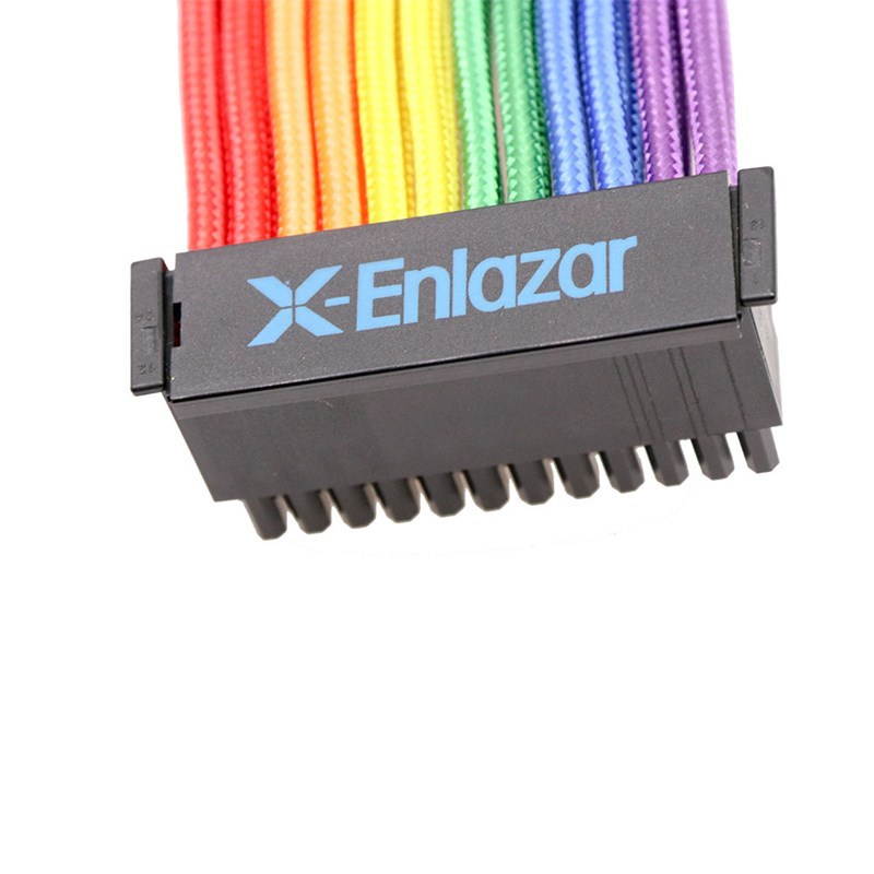 Rainbow 24Pin 0.98ft Extension 18AWG ATX Power Supply Cable Motherboard PCI Cable 90 Degree Interface Adapter Cable 18AWG 300mm Module Line Extension Cord