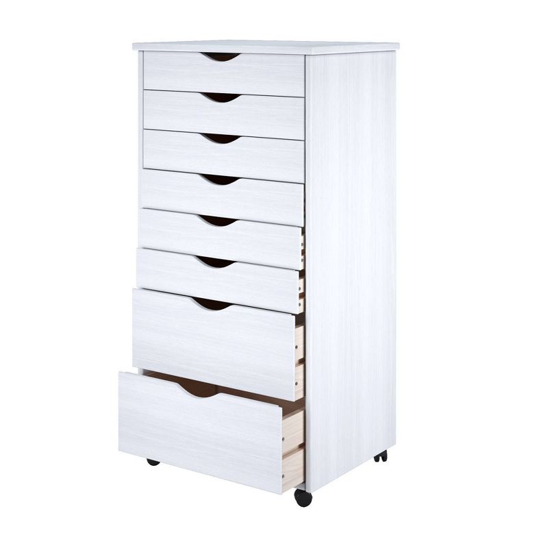 Adeptus Solid Wood 6+2 Drawer Wide Roll Cart White