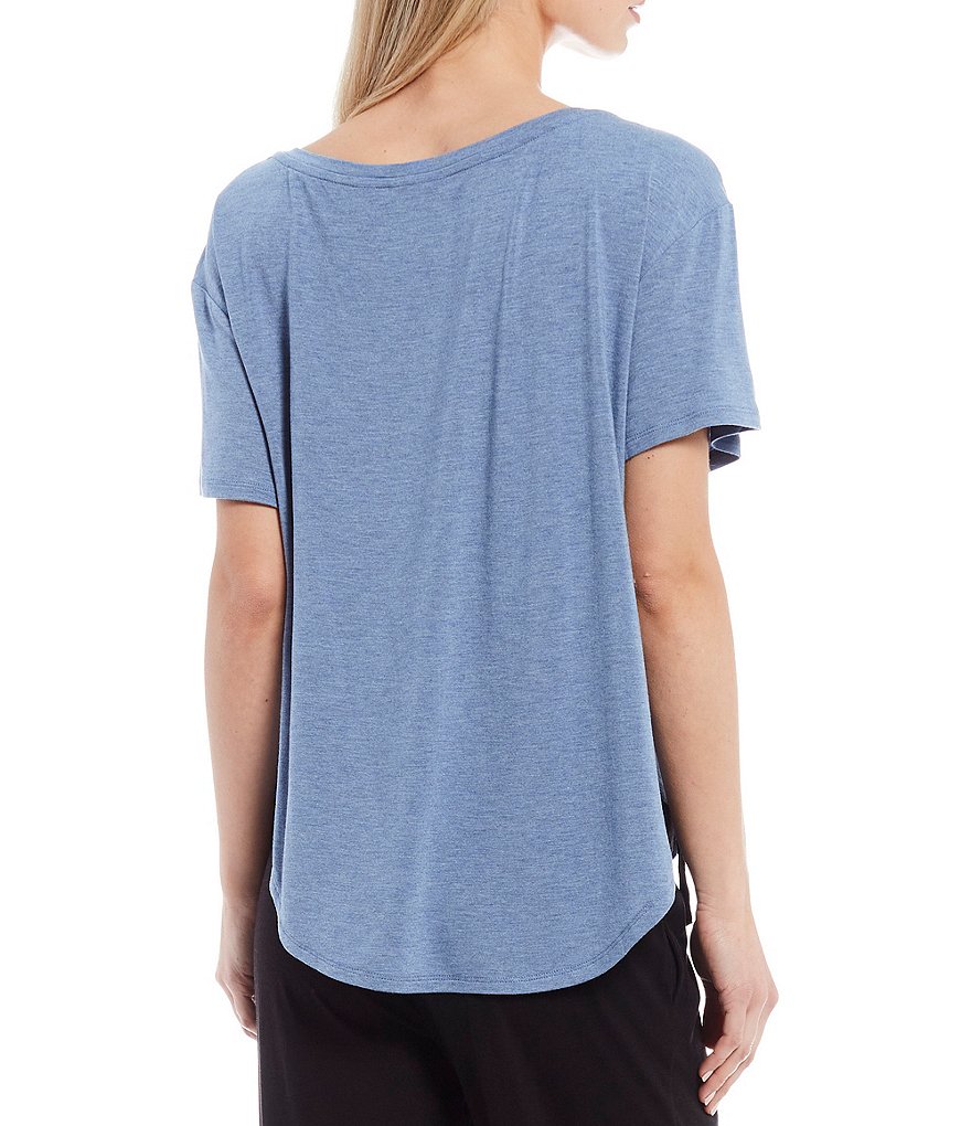 VAN WINKLE & CO. Solid Knit Short Sleeve V-Neck Sleep Tee