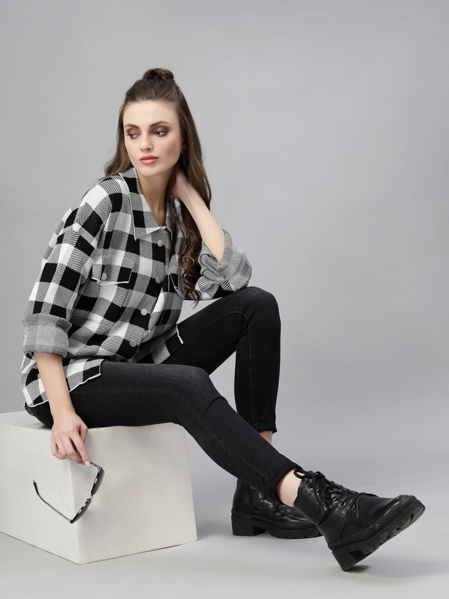 Mafadeny Black Chequered Shirt