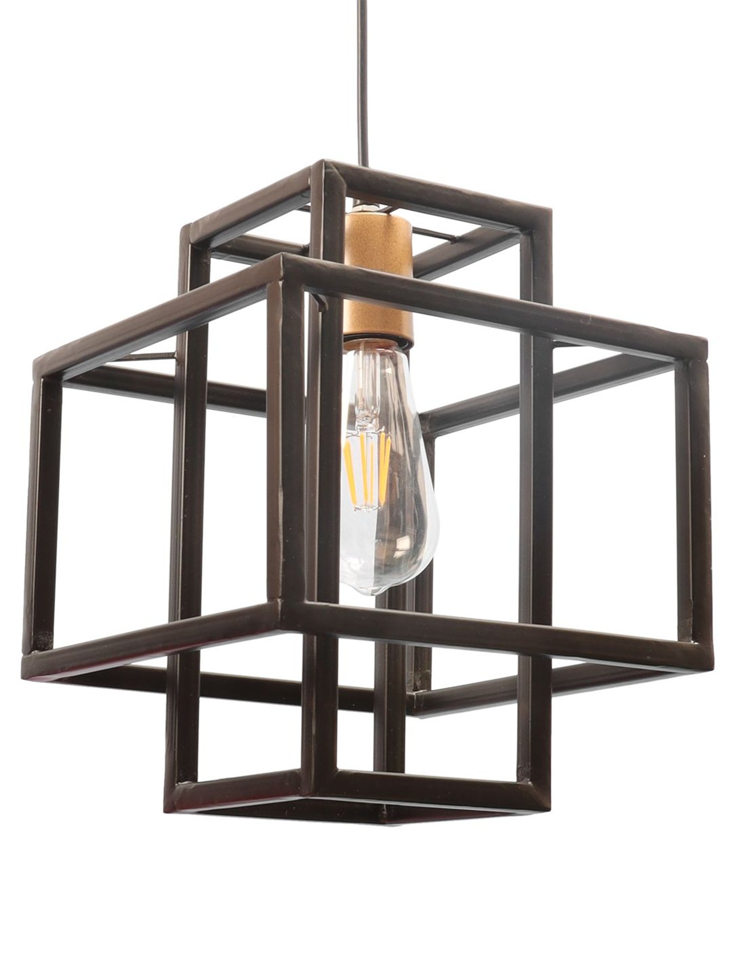 Tayhaa Cuboidal Cage Ceiling Lamp in Black