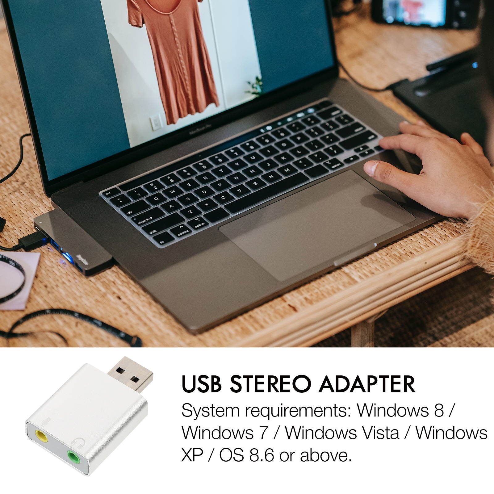 7.1 USB Audio Adapter External Sound Cards with Headphone and Microphone Jack