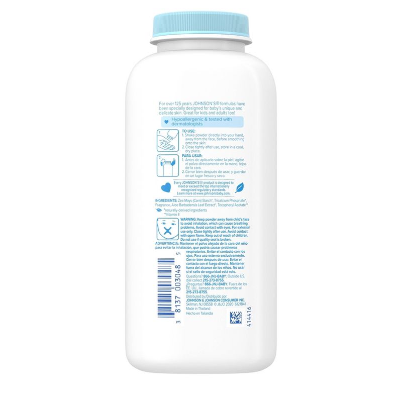 Johnson's White Baby Powder with Cornstarch - 9oz